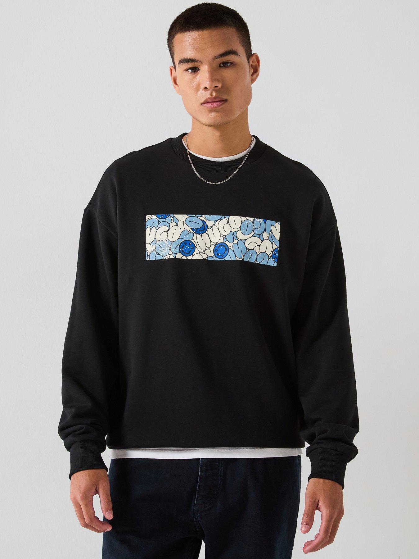 undefined Blue Neprix Regular Fit Graphic Banner Logo Crew Sweat - Black