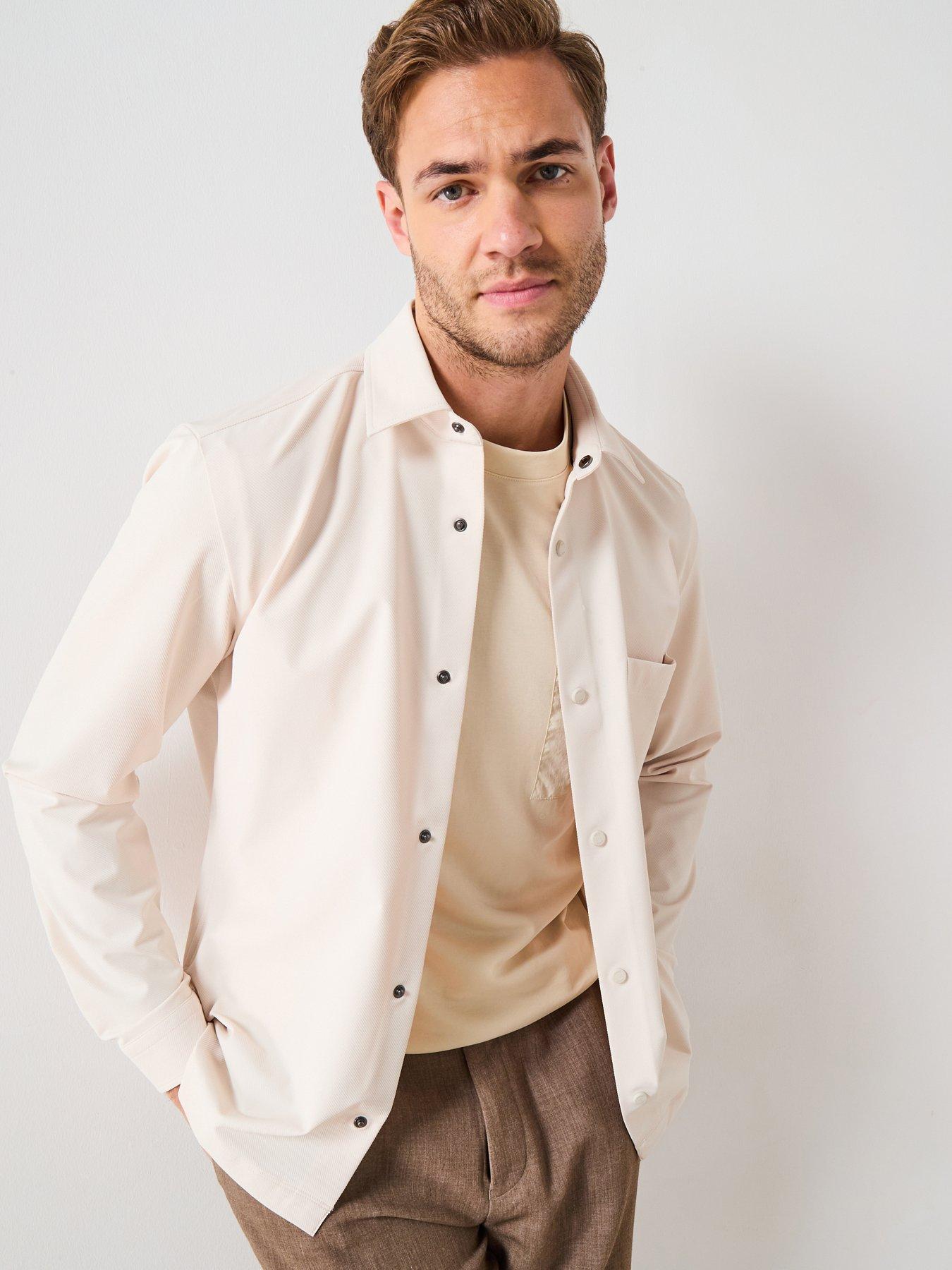 Image 1 of 6 of BOSS P-Leo Relaxed Fit Performance Tech Overshirt - Natural