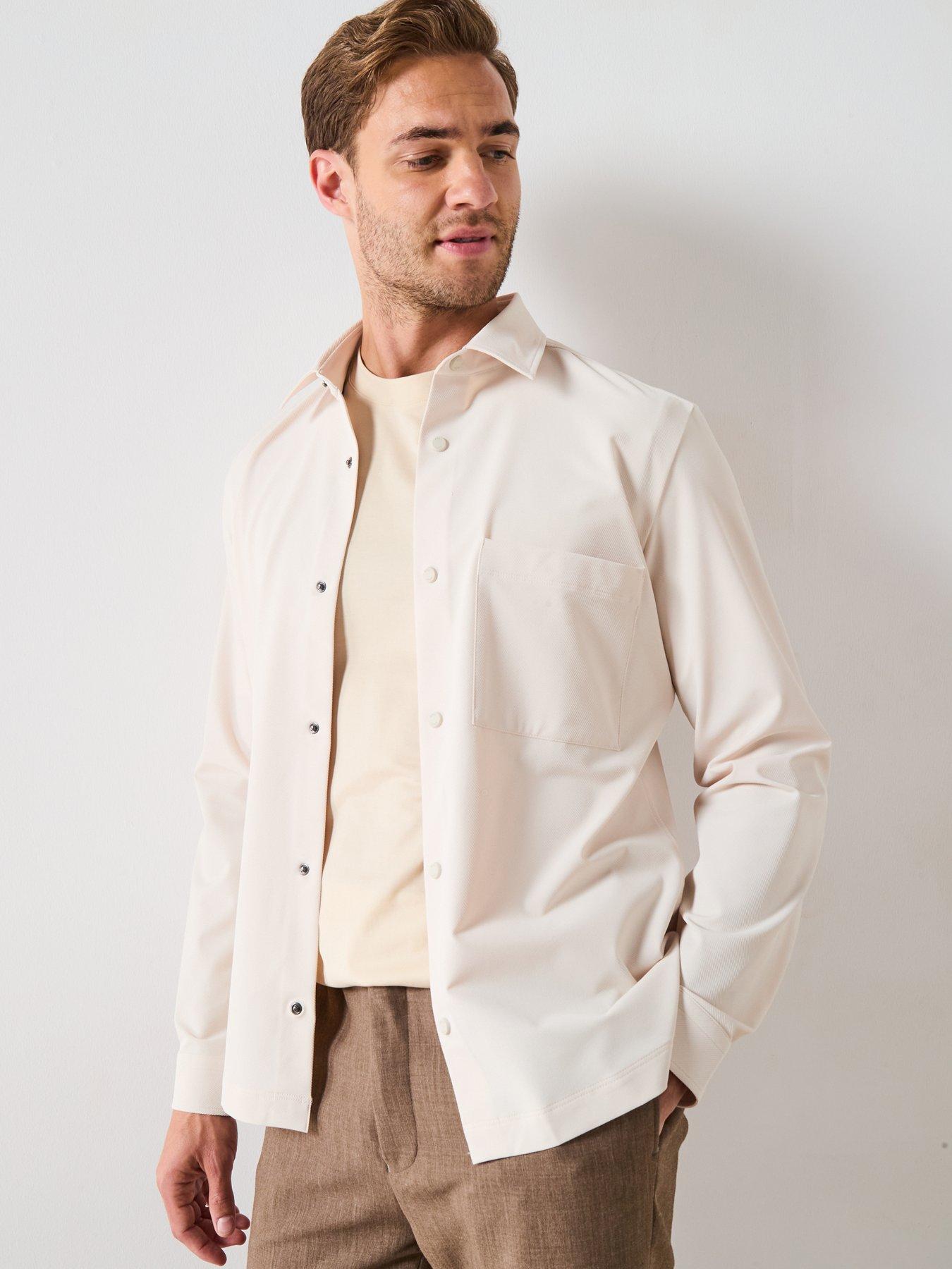 Image 4 of 6 of BOSS P-Leo Relaxed Fit Performance Tech Overshirt - Natural