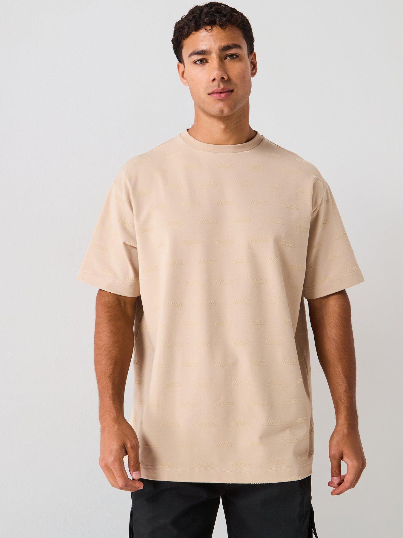 HUGO Bodywear Kay All Over Flock Logo T-Shirt - Beige