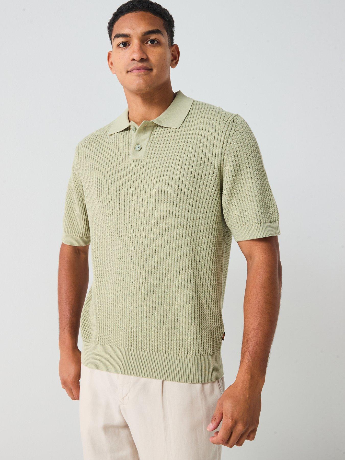 Image 5 of 6 of BOSS Akoppo Regular Fit Knitted Polo Shirt - Green