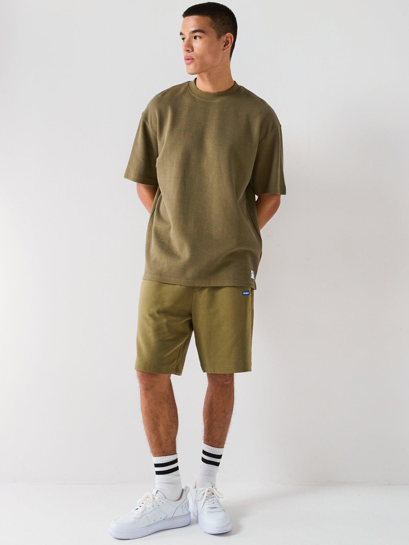 Image 3 of 6 of HUGO Blue Nuwafflo Waffle Loose Fit T-Shirt - Green