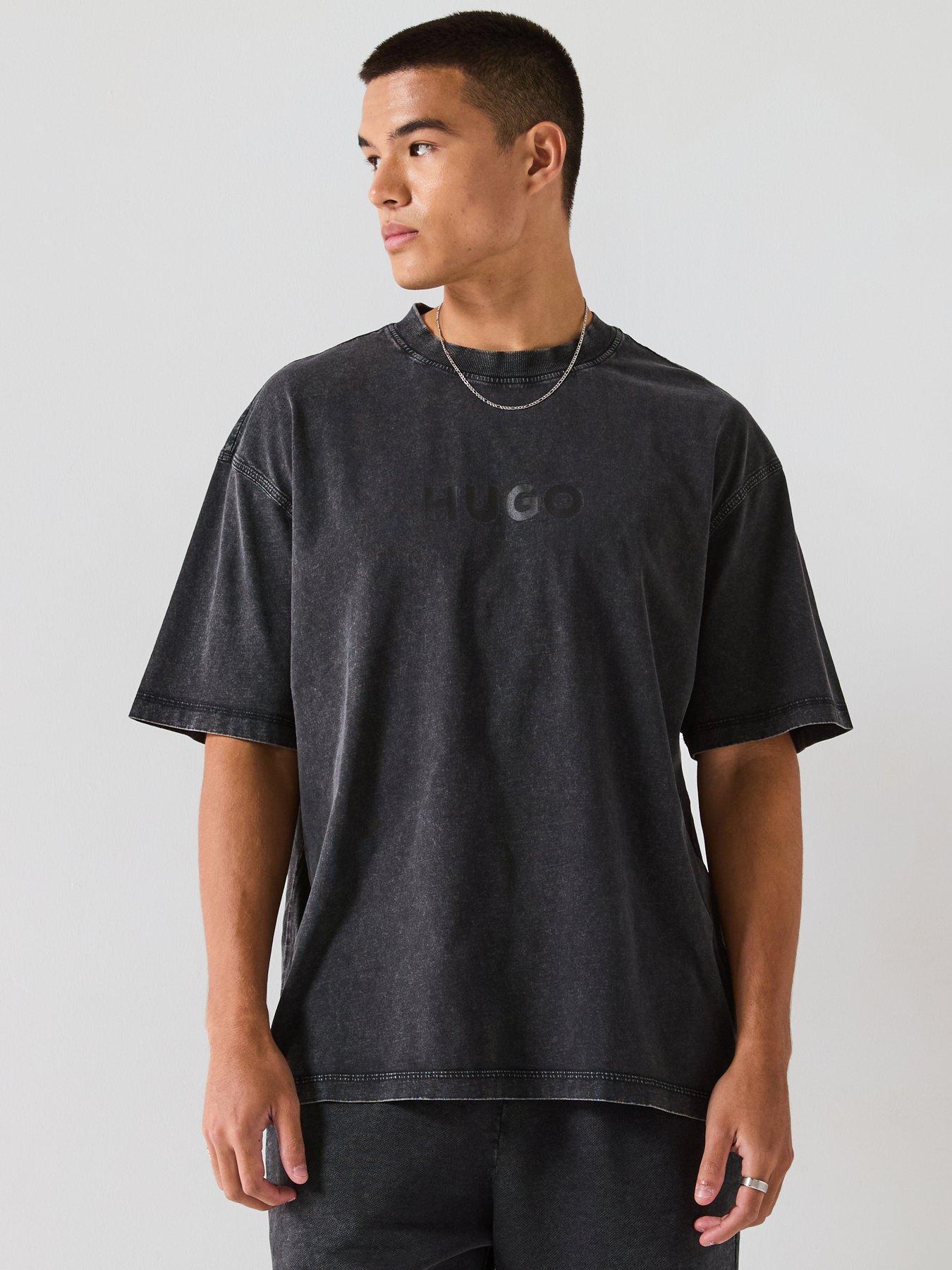 undefined Blue Nebute Washed Loose Fit Centre Logo T-shirt - Black
