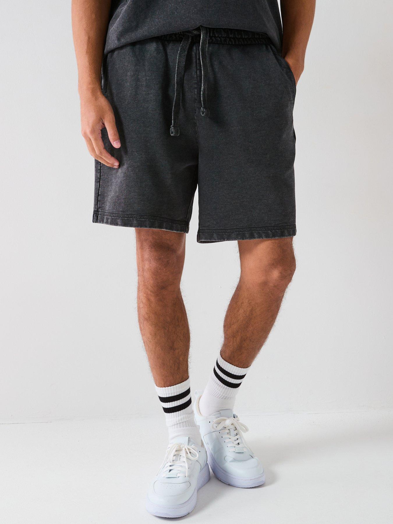 HUGO: Blue Nebusho Relaxed Fit Washed Jersey Shorts - Black