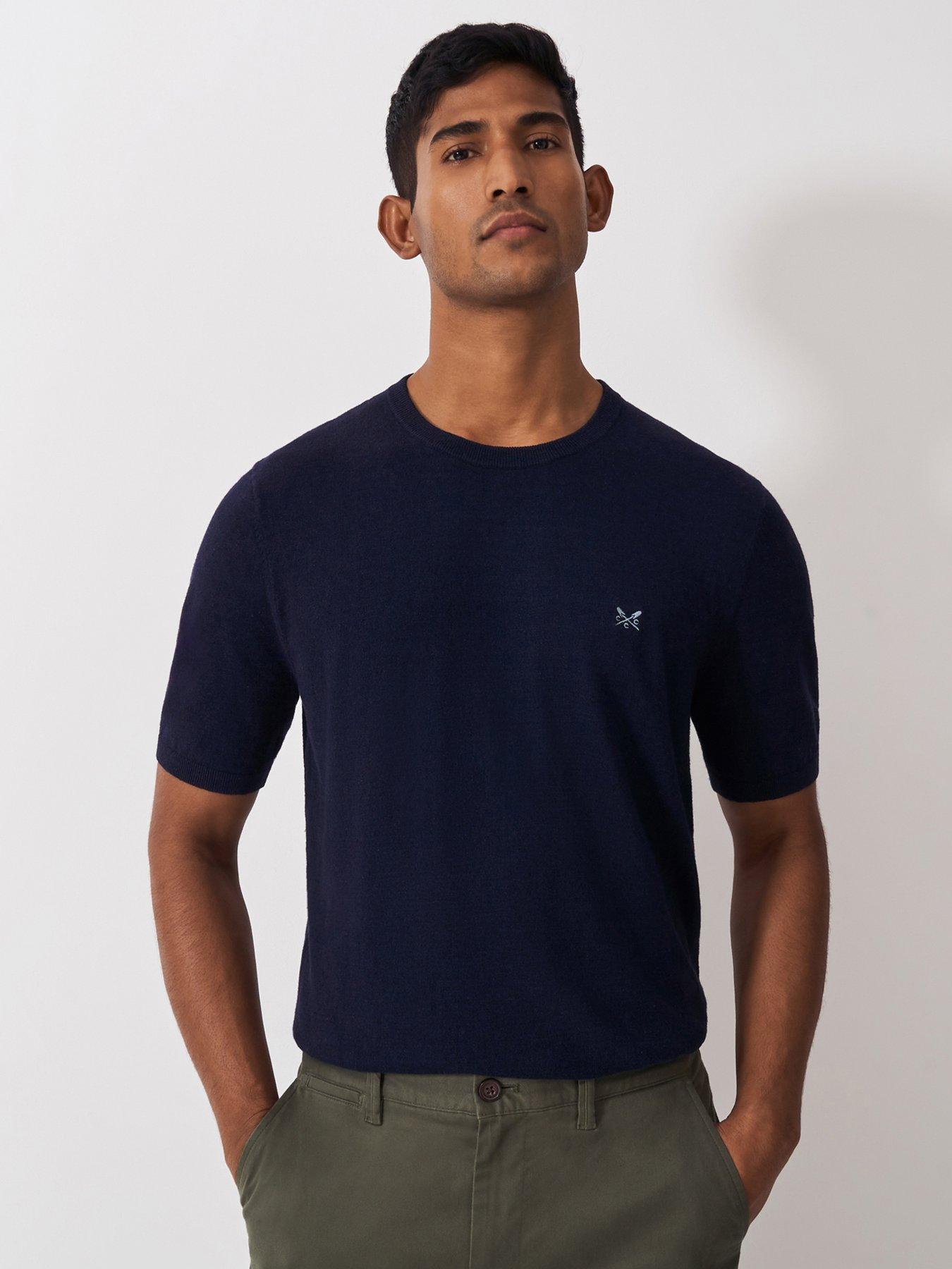undefined Cotton Blend Crew Neck Short Sleeve T-shirt - Navy
