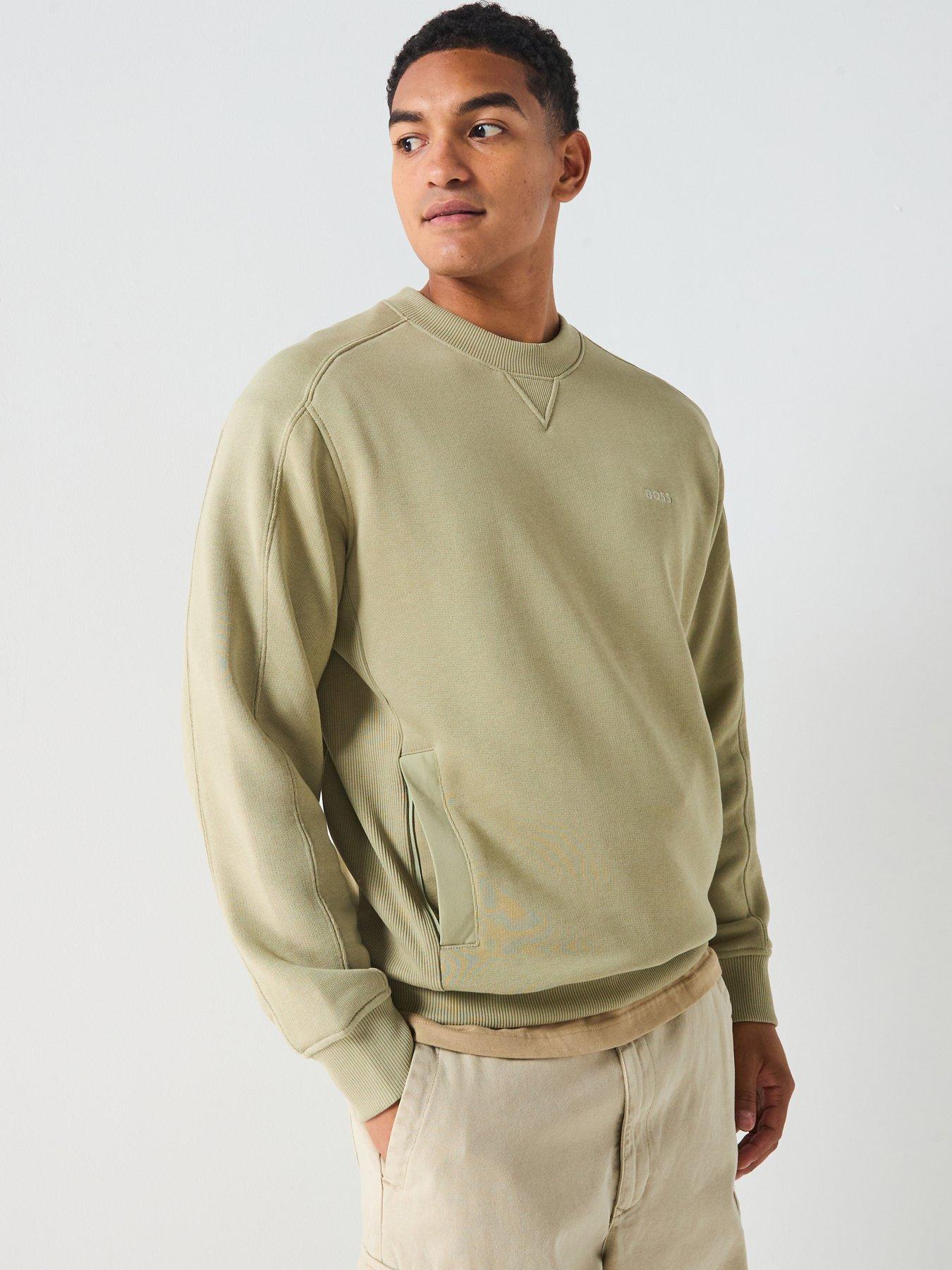 BOSS We Mixed Relaxed Fit Arm Pocket Crew Sweatshirt - Green