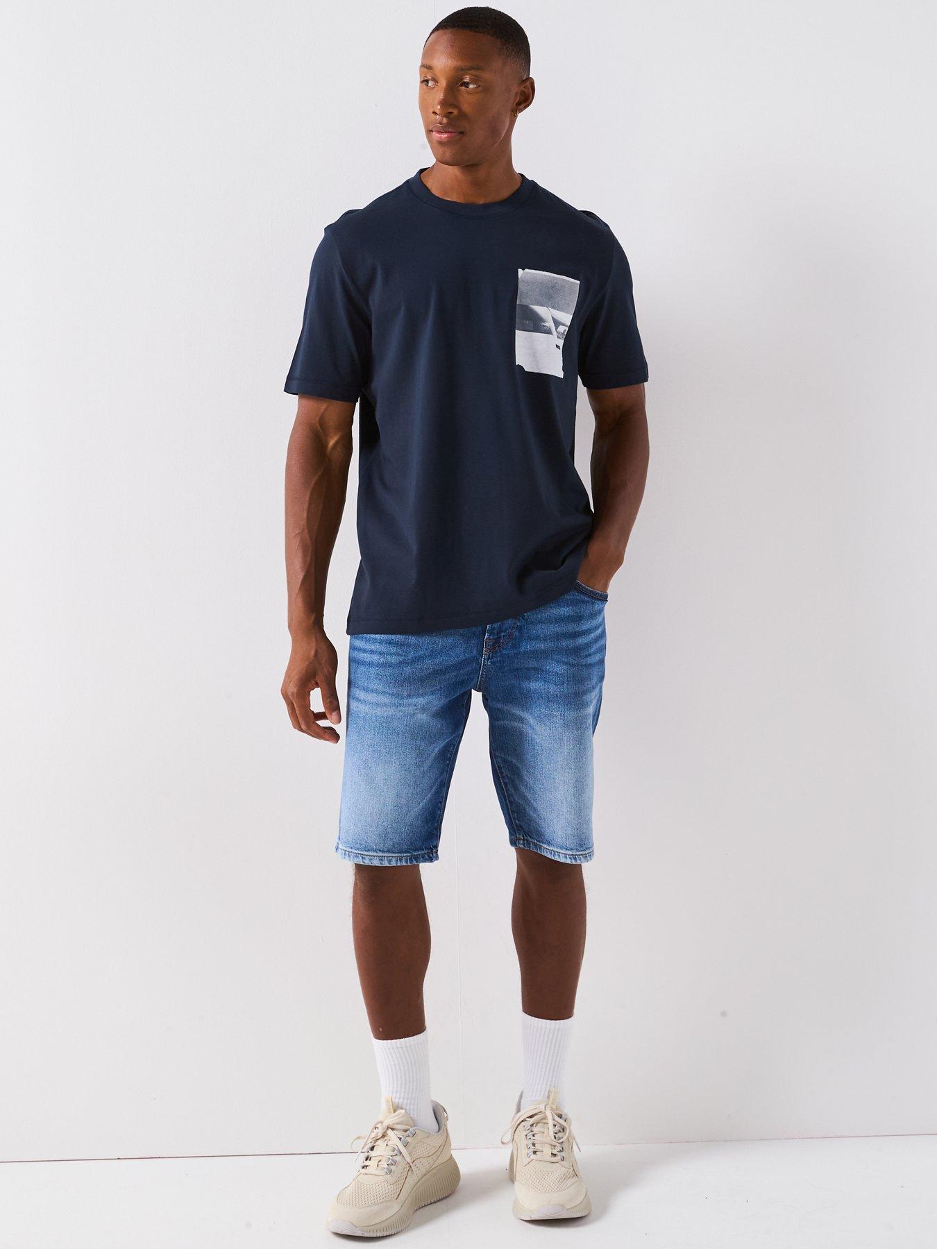 Image 3 of 6 of BOSS Container Regular Fit Chest Graphic T-shirt - Navy