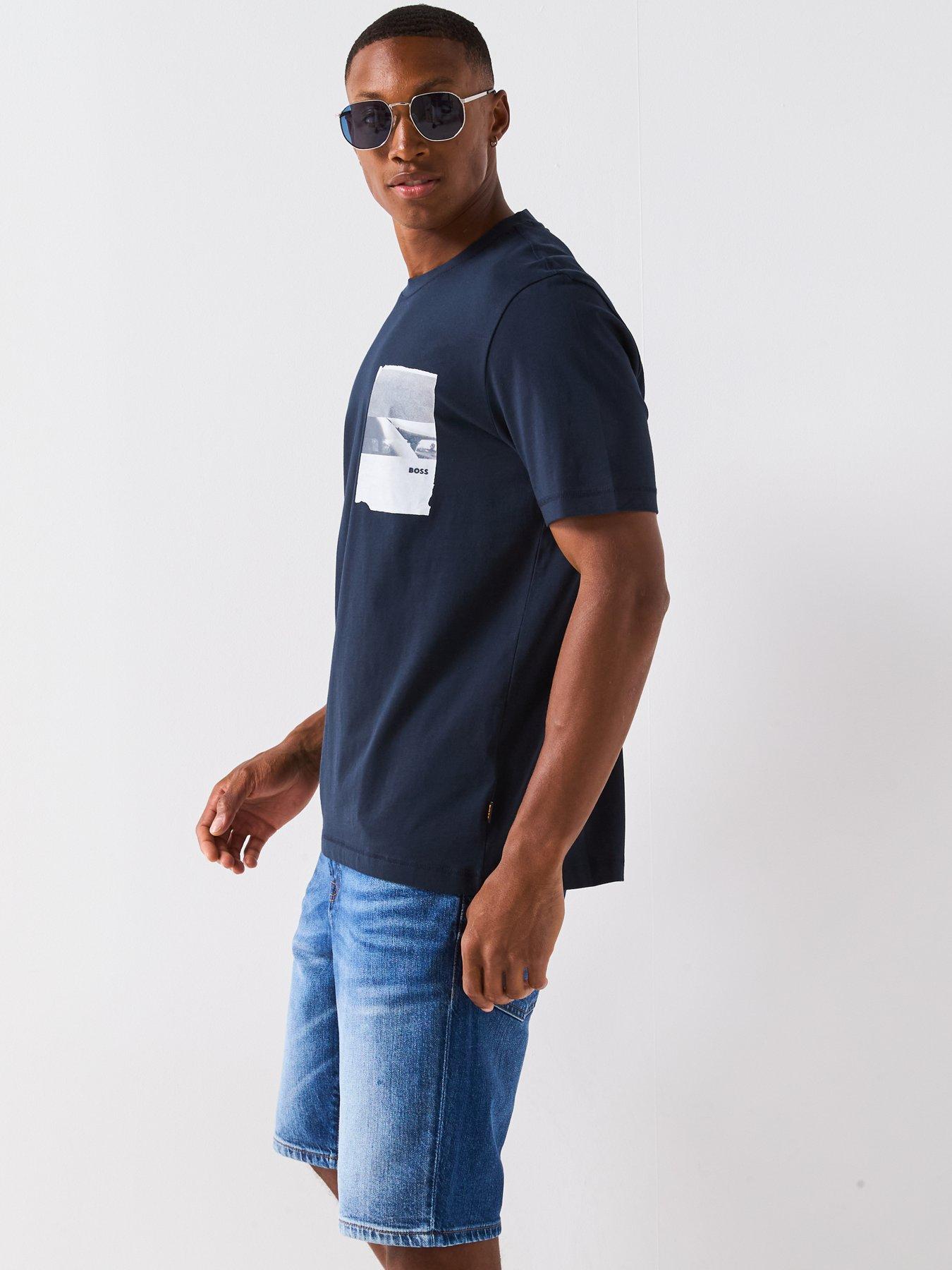 Image 5 of 6 of BOSS Container Regular Fit Chest Graphic T-shirt - Navy