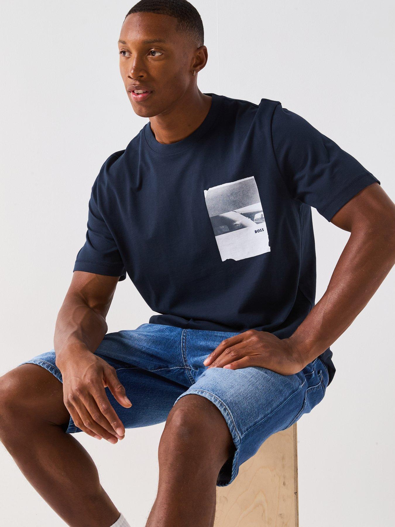 Image 6 of 6 of BOSS Container Regular Fit Chest Graphic T-shirt - Navy