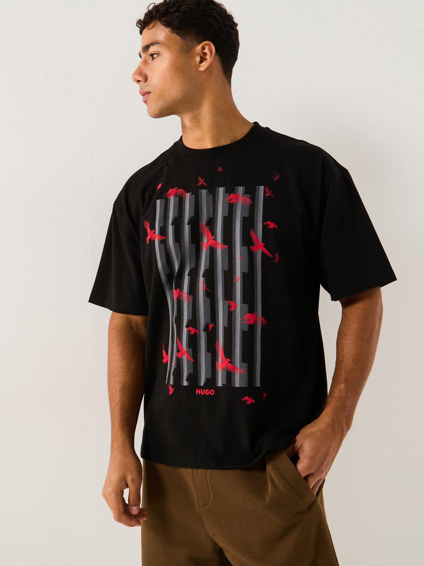 undefined Oversized Fit Digraph Doves Graphic T-Shirt - Black
