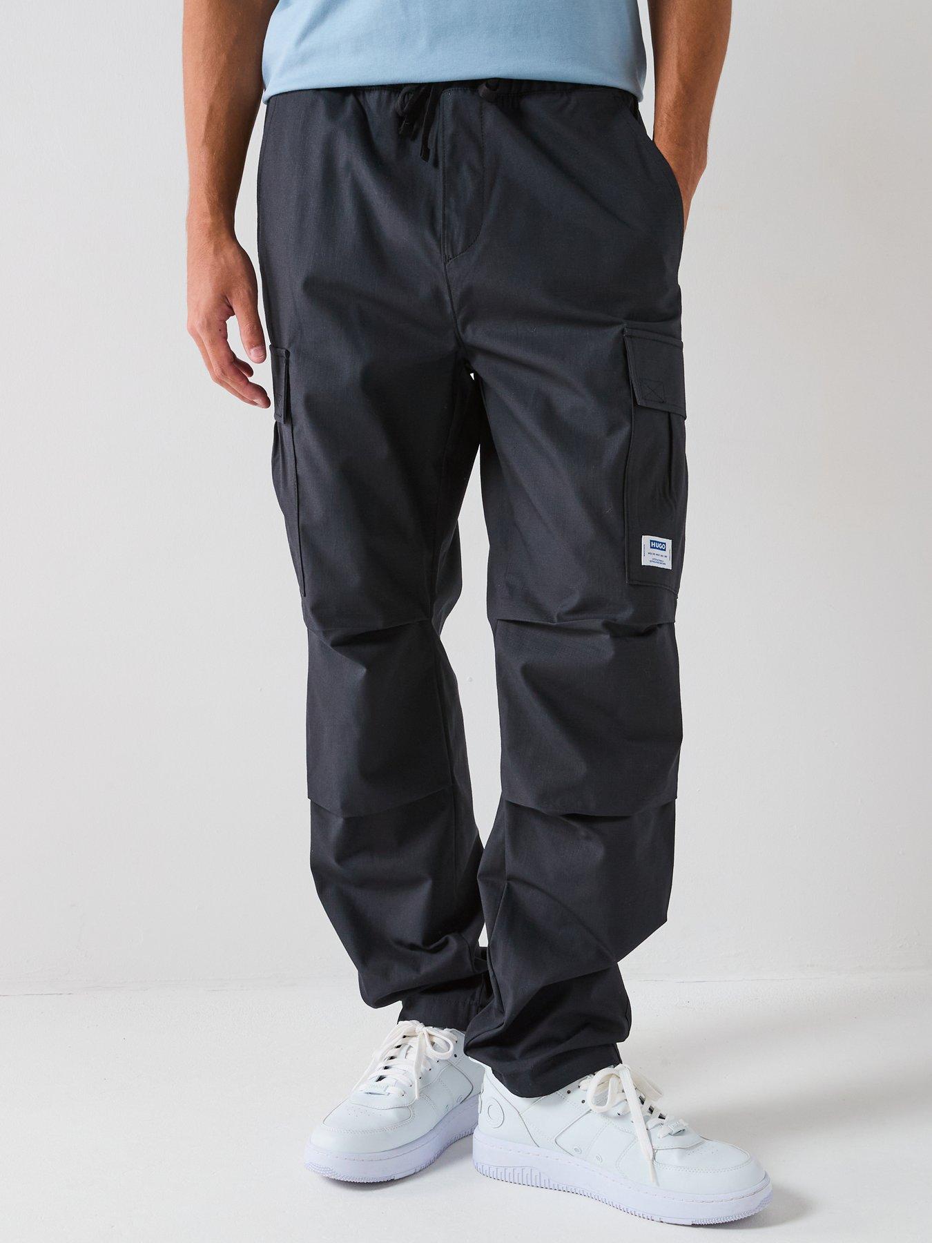 HUGO Blue Gadic242 Relaxed Fit Ripstop Cargo Trousers Black Very