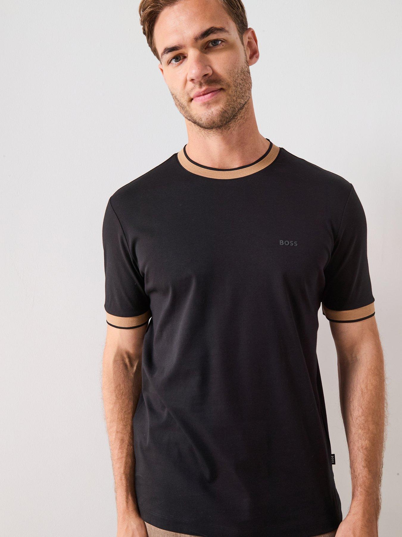 undefined H-Tessler 200 Slim Fit Contrast Collar T-Shirt - Black