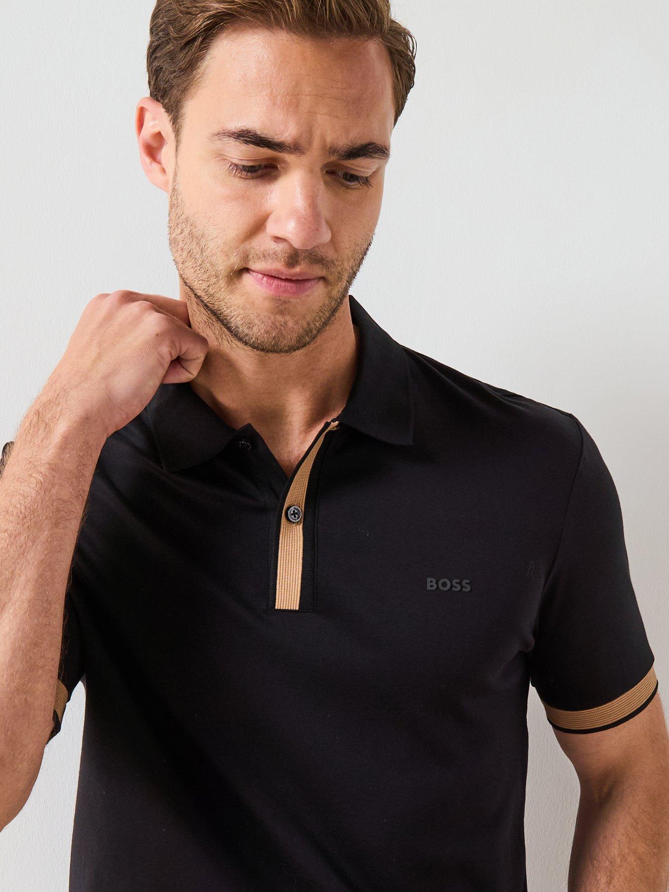 undefined Boss H-phillipson 200 Slim Fit Contrast Placket Polo Shirt - Black