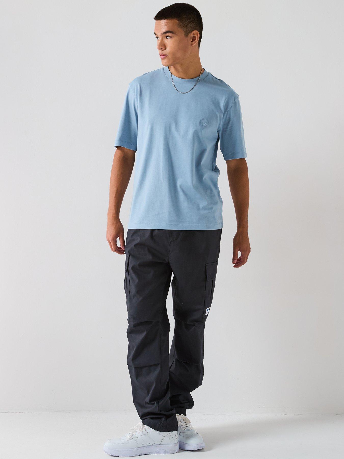 Image 3 of 6 of HUGO Blue Niley Regular Fit Smiley Left Chest Logo T-Shirt - Light Blue