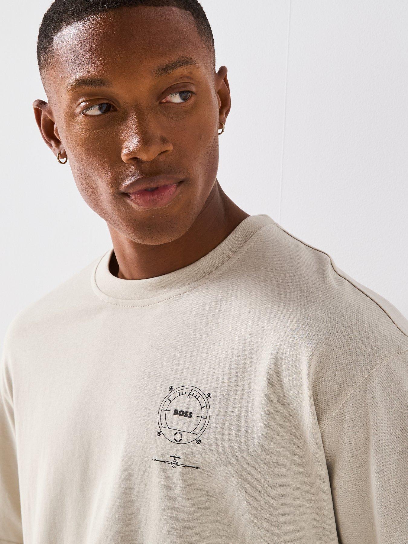 Image 4 of 6 of BOSS Voyage Relaxed Fit Dial Logo T-Shirt - Beige