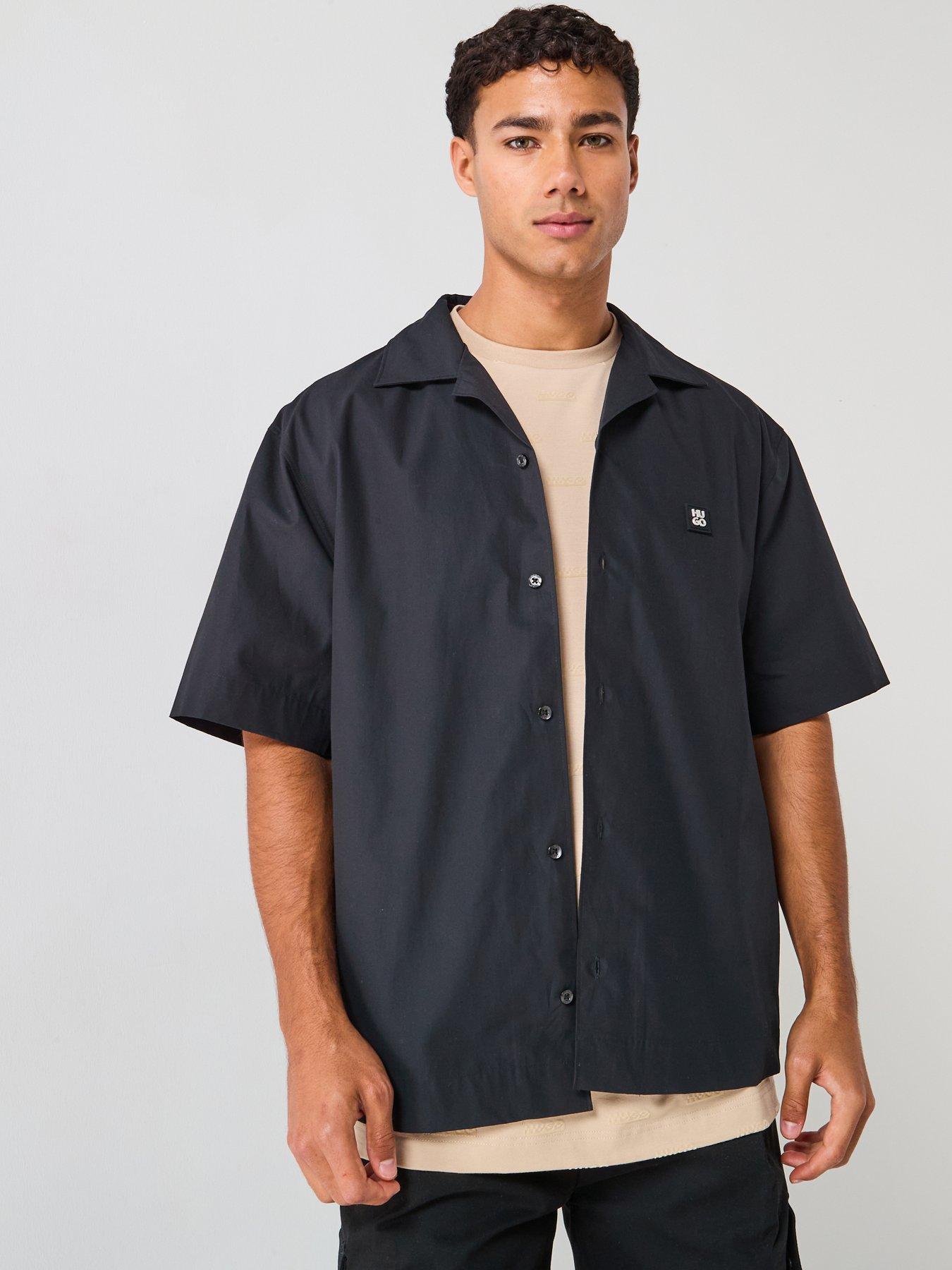 undefined Oversized Fit Stacked Logo Espino Short Sleeve Shirt - Black
