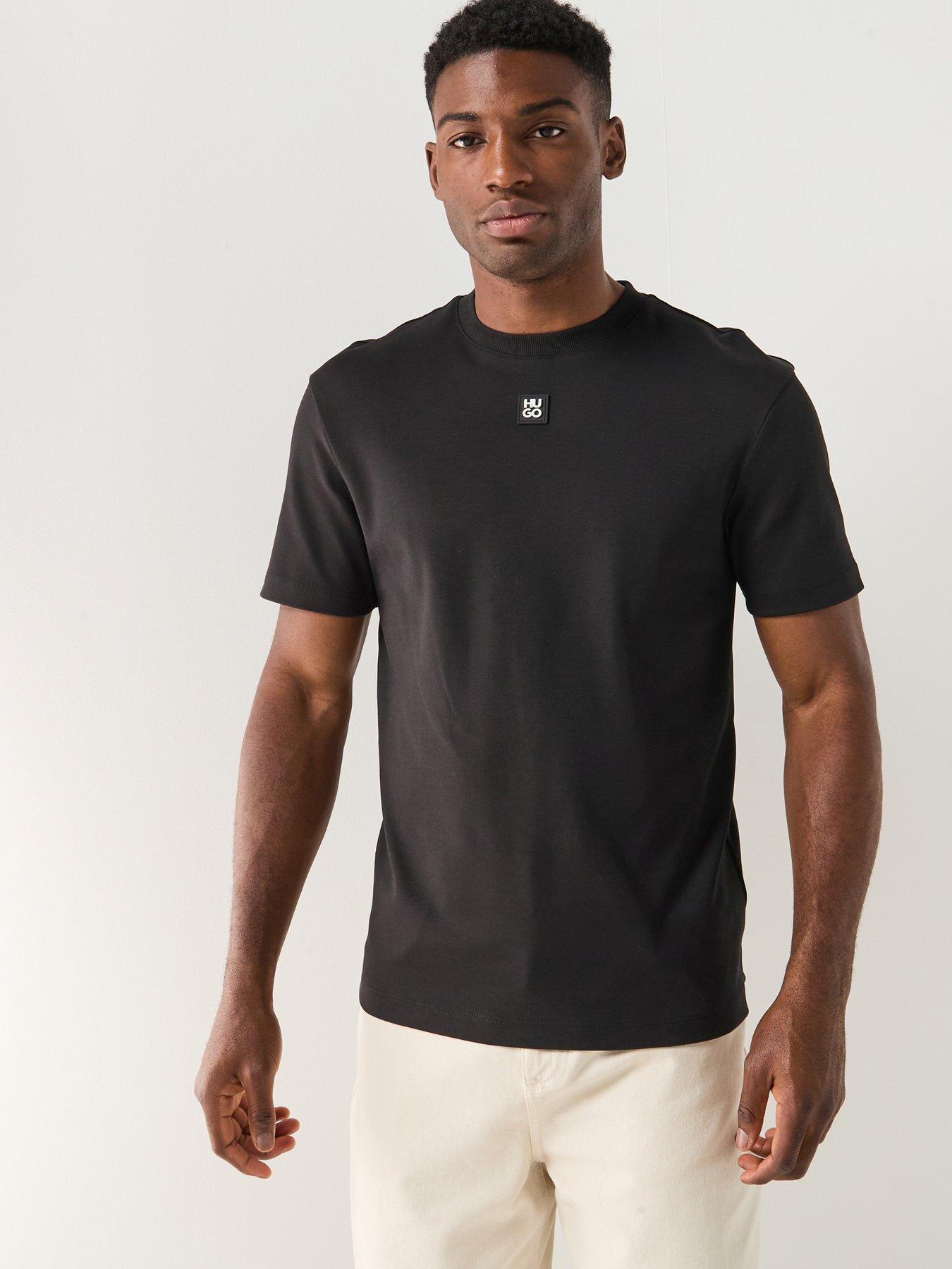 undefined Hugo Dalile Regular Fit Centre Stacked Nikel Logo T-shirt - Black