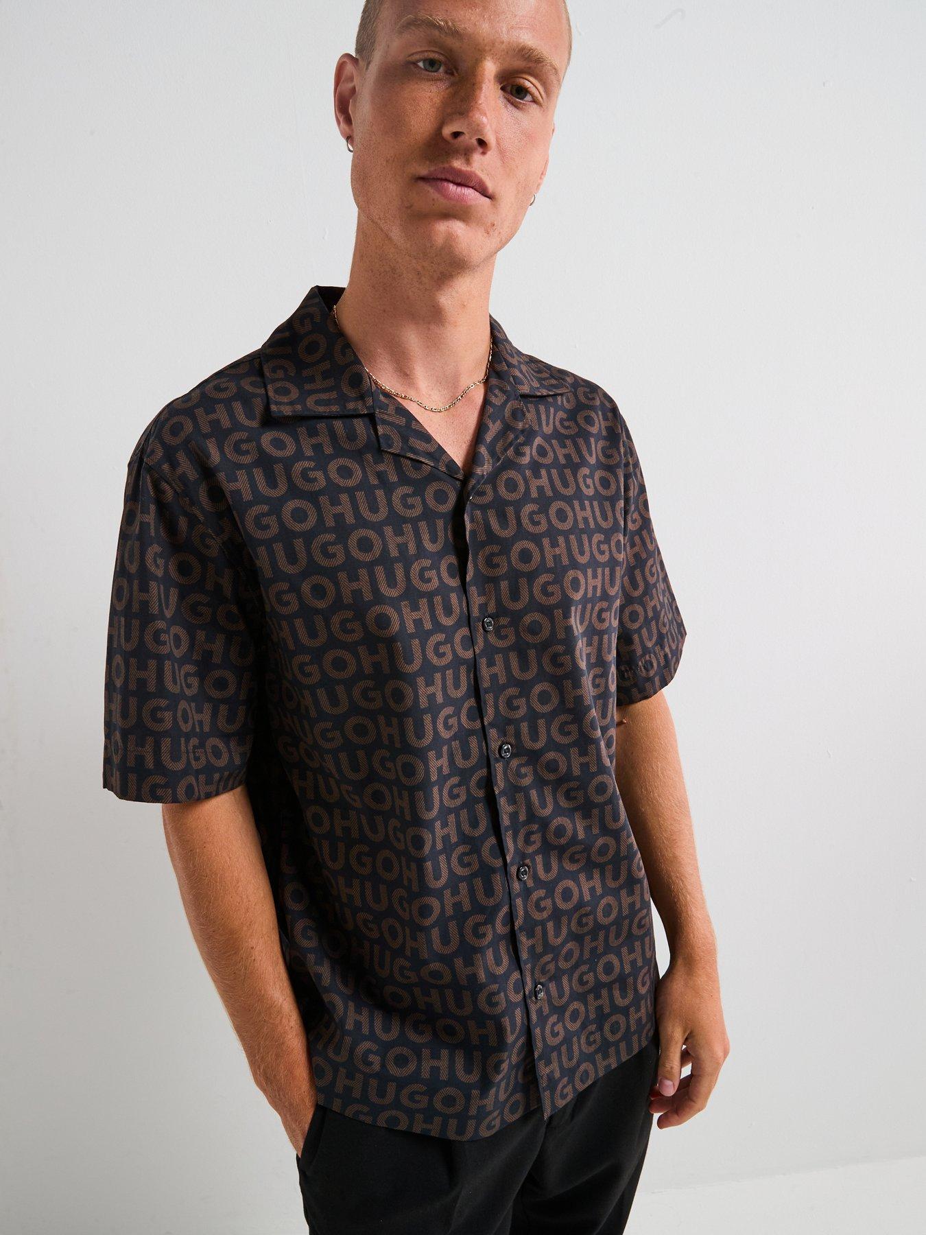 undefined Oversized Fit All Over Logo Print Espino Shirt - Brown