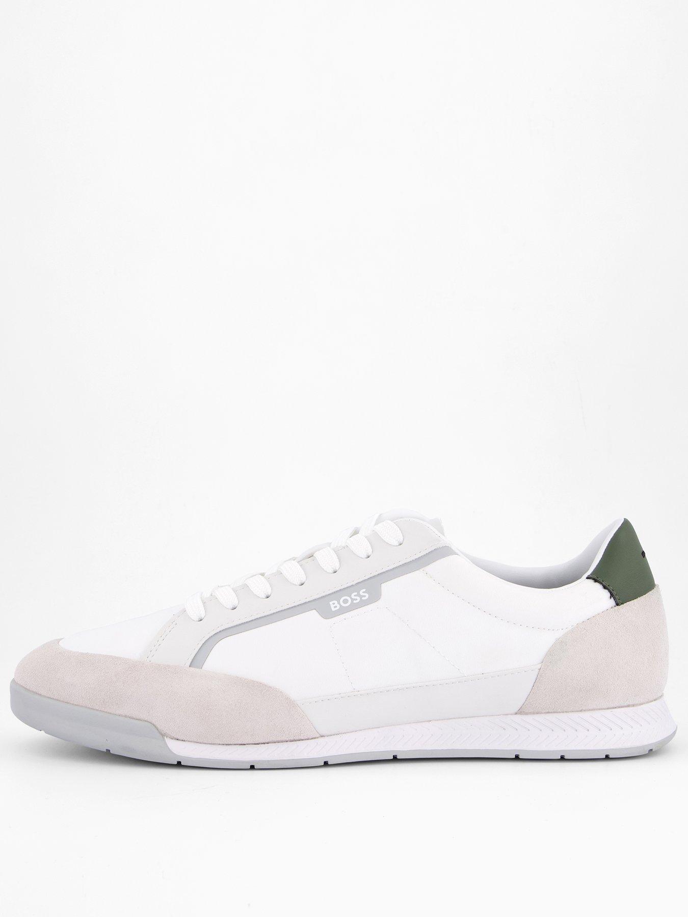 BOSS Nitan Suede Mesh Trainers, Off White, Size 40, Men