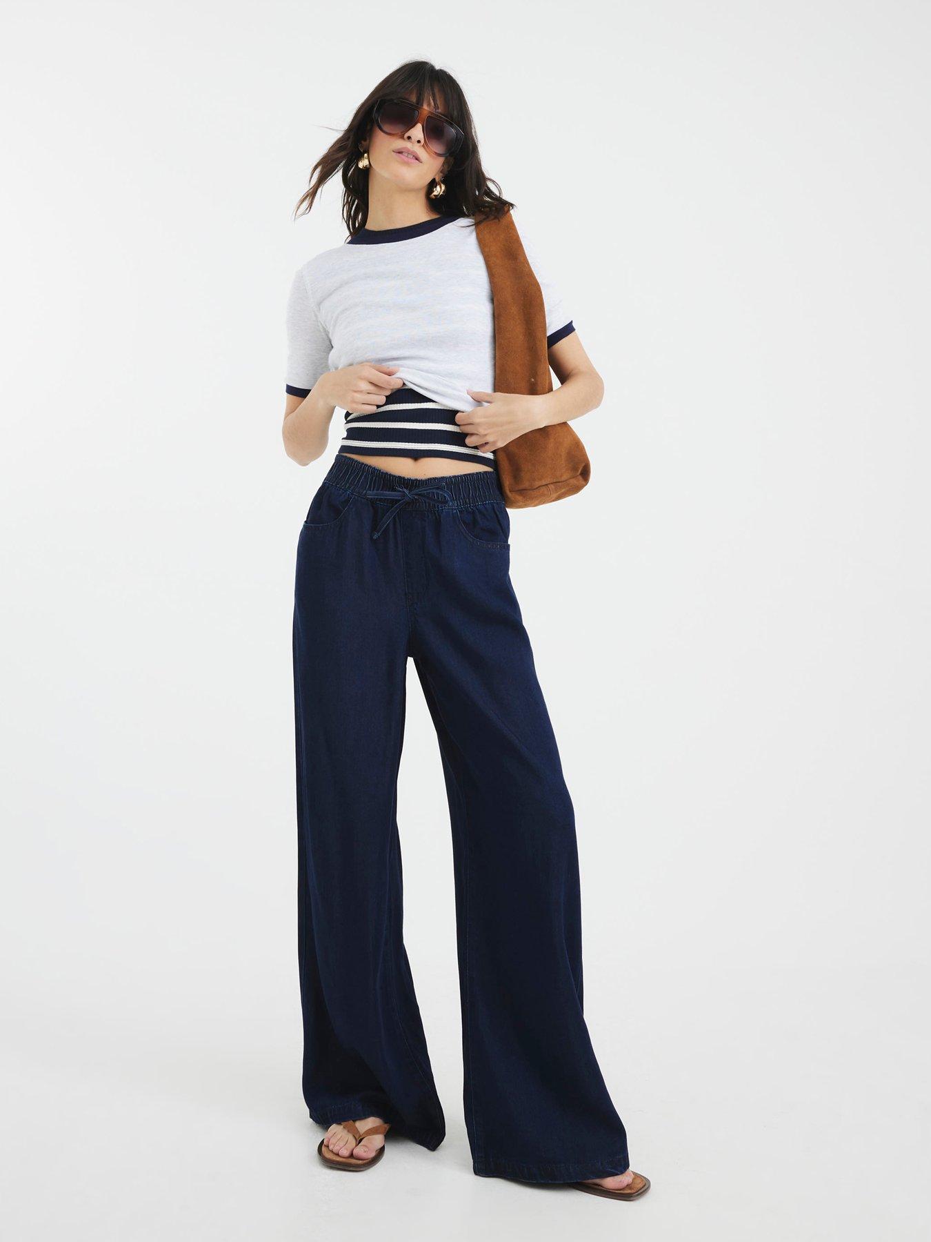 Image 3 of 4 of River Island Wide Leg Pants - Blue