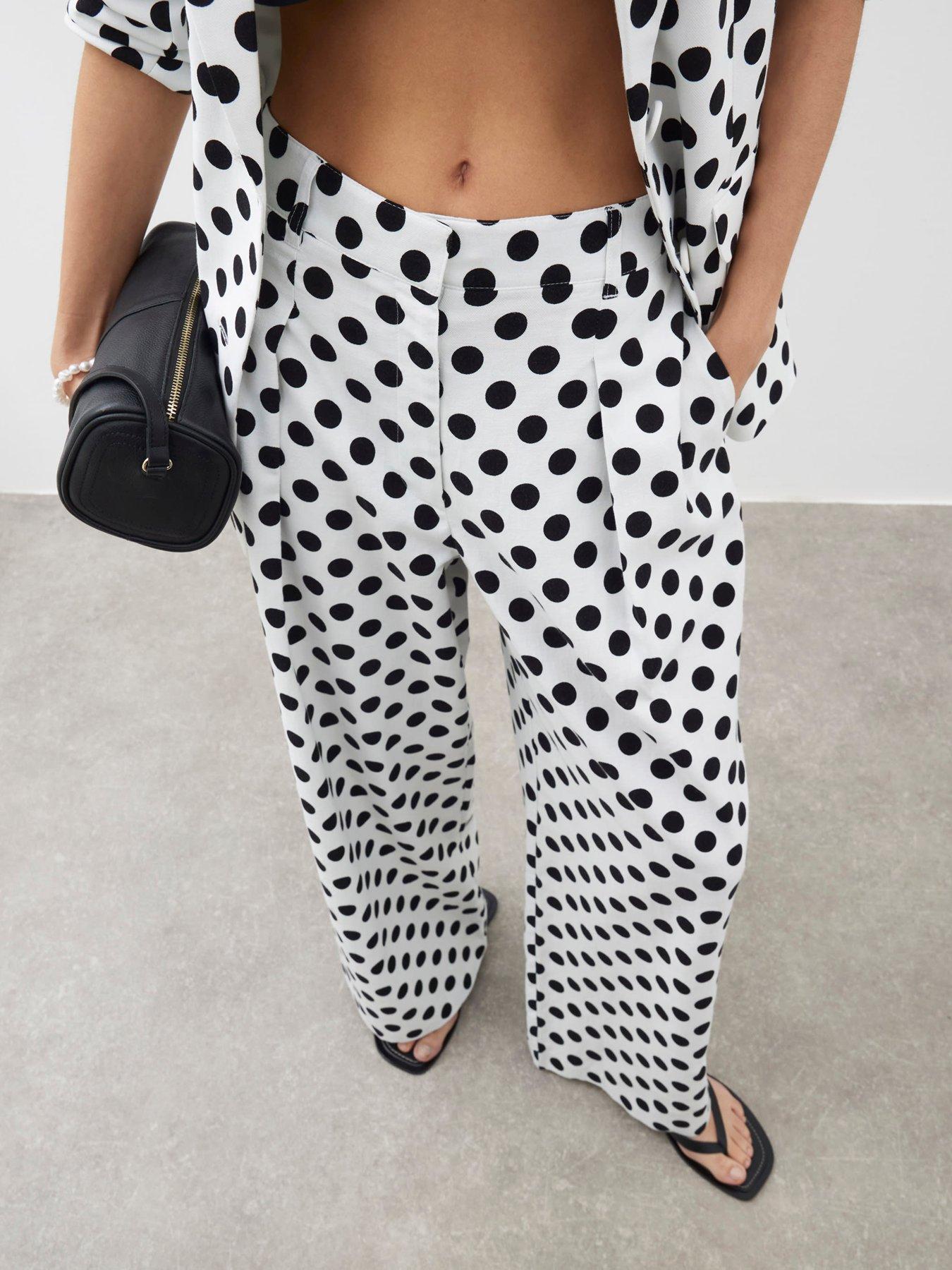 River Island Polka Dot Wide Trousers White Very