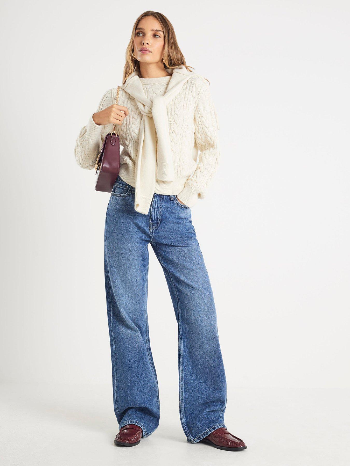 Image 3 of 4 of River Island Relaxed Straight Harmony Jeans - Blue