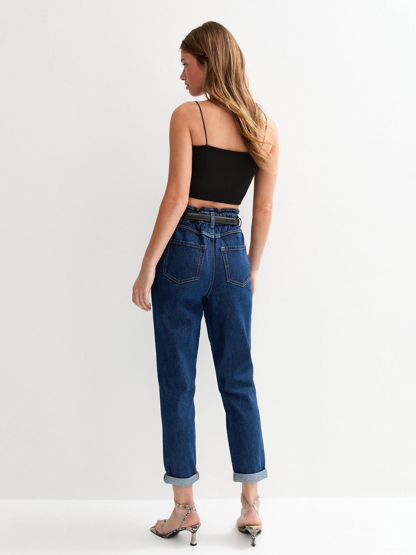 Image 2 of 5 of New Look Blue Denim Paperbag Waist Jeans