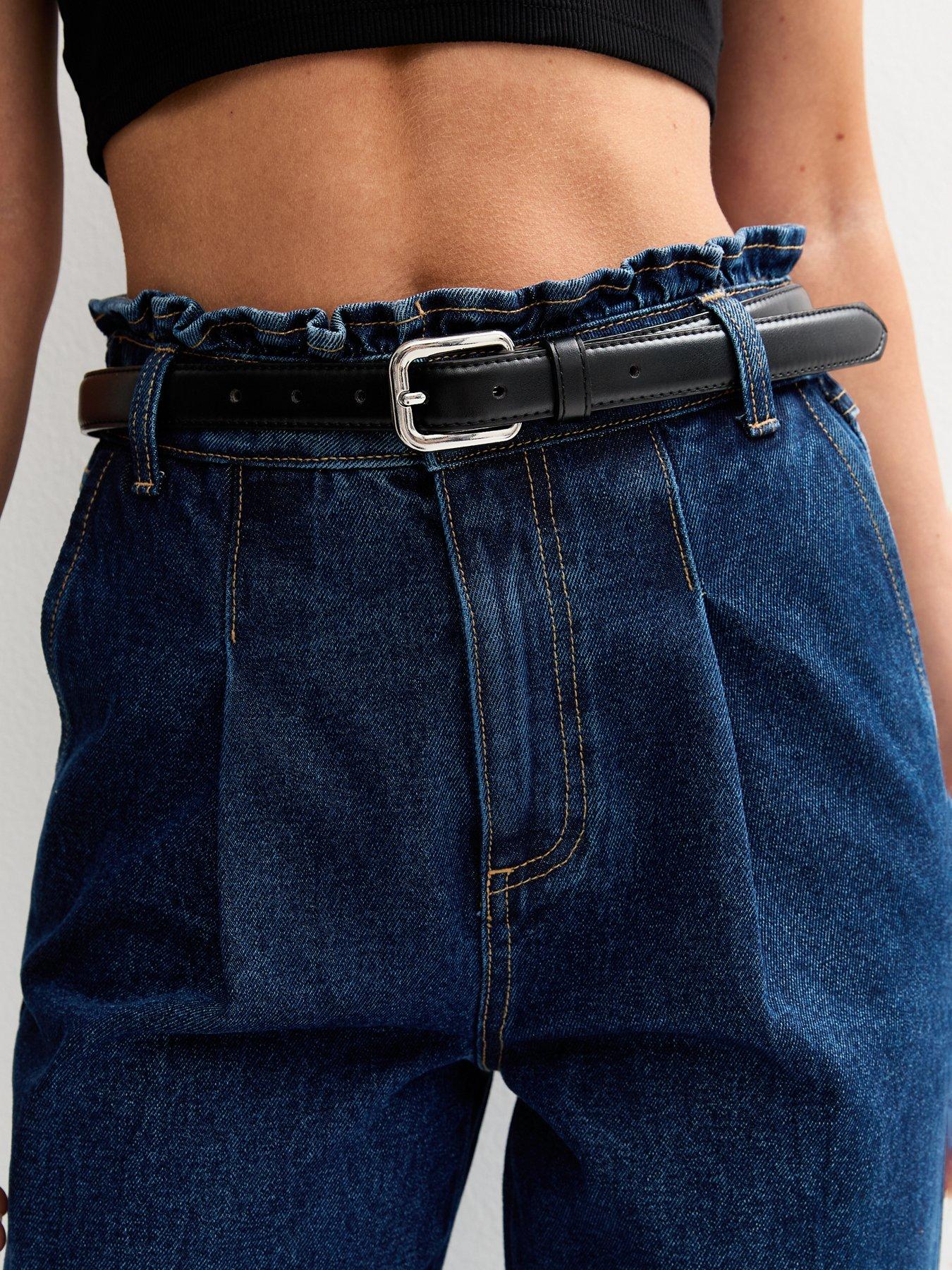 Image 4 of 5 of New Look Blue Denim Paperbag Waist Jeans