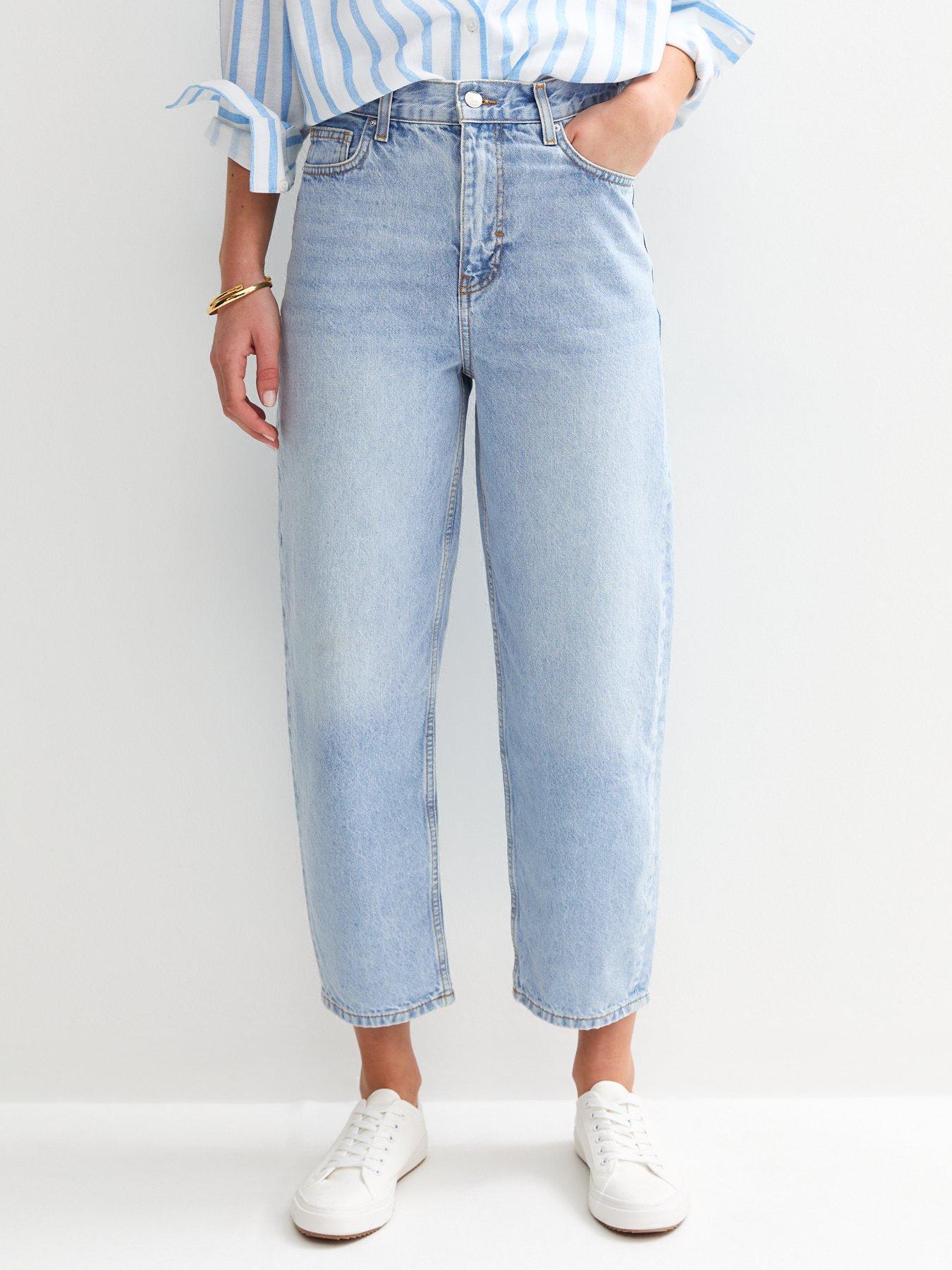 undefined Barrel Leg Denim Jeans - Light Blue