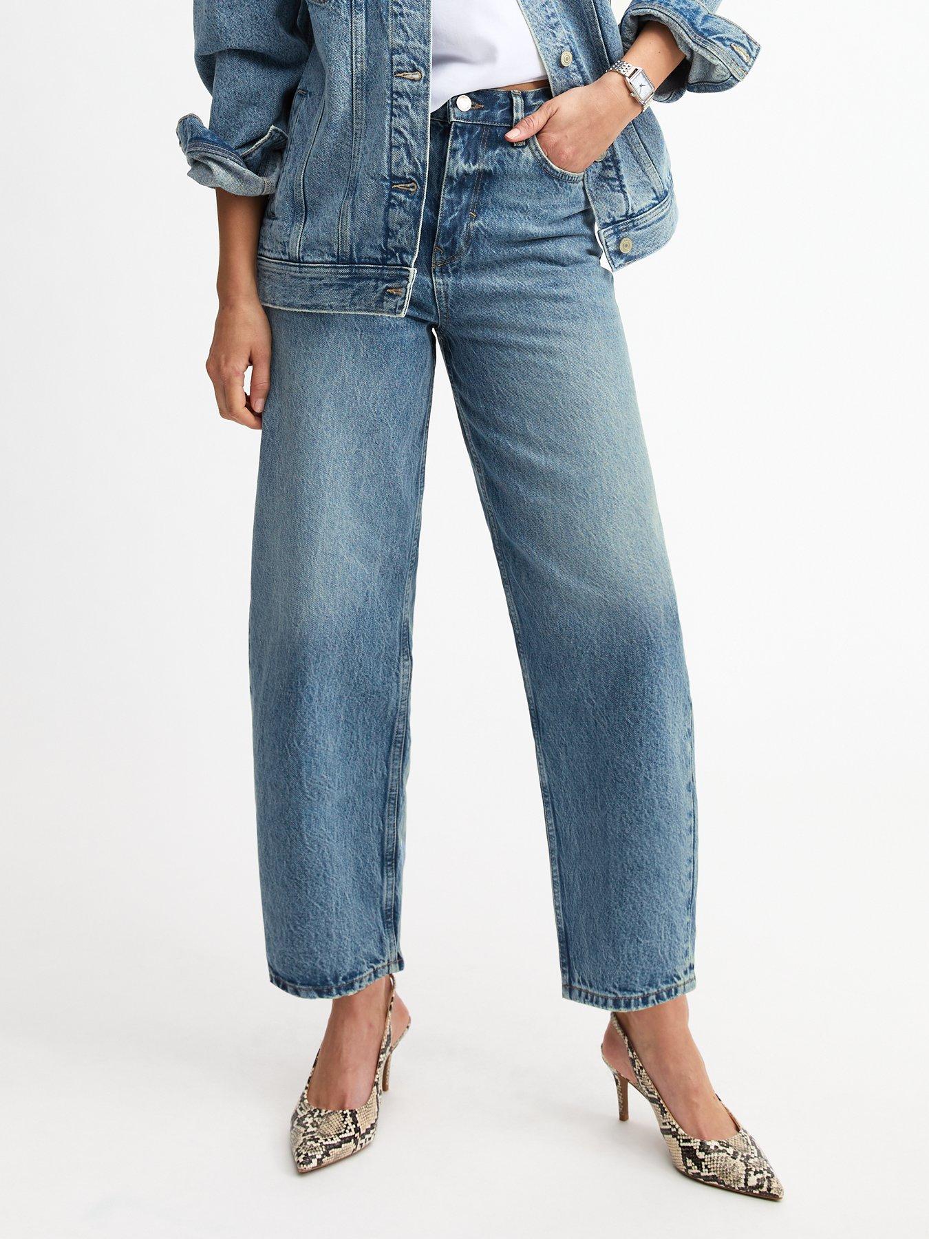 undefined Ankle Grazer Barrel Leg Jeans - Blue