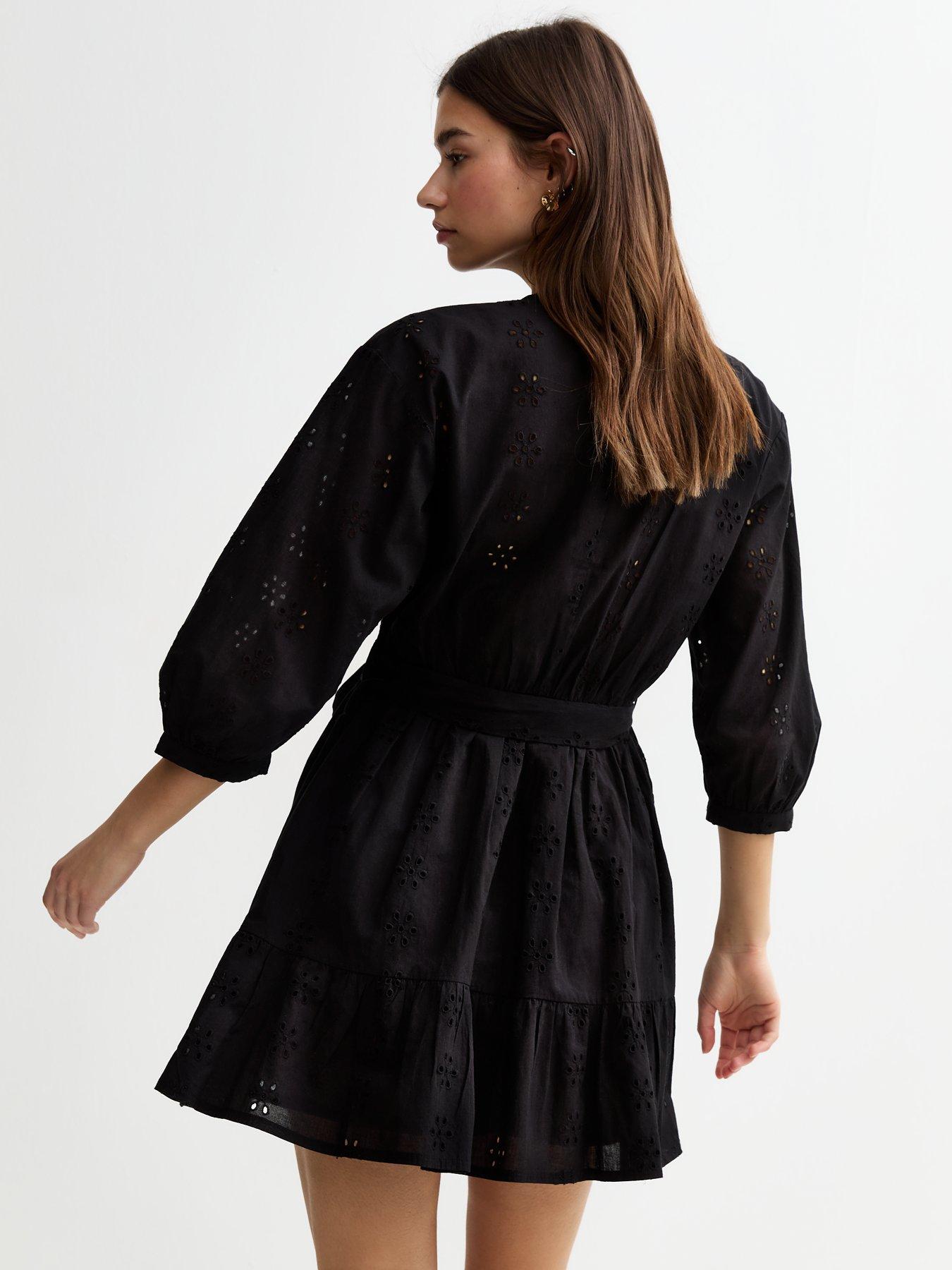 Fran Broderie Mini Dress - Black