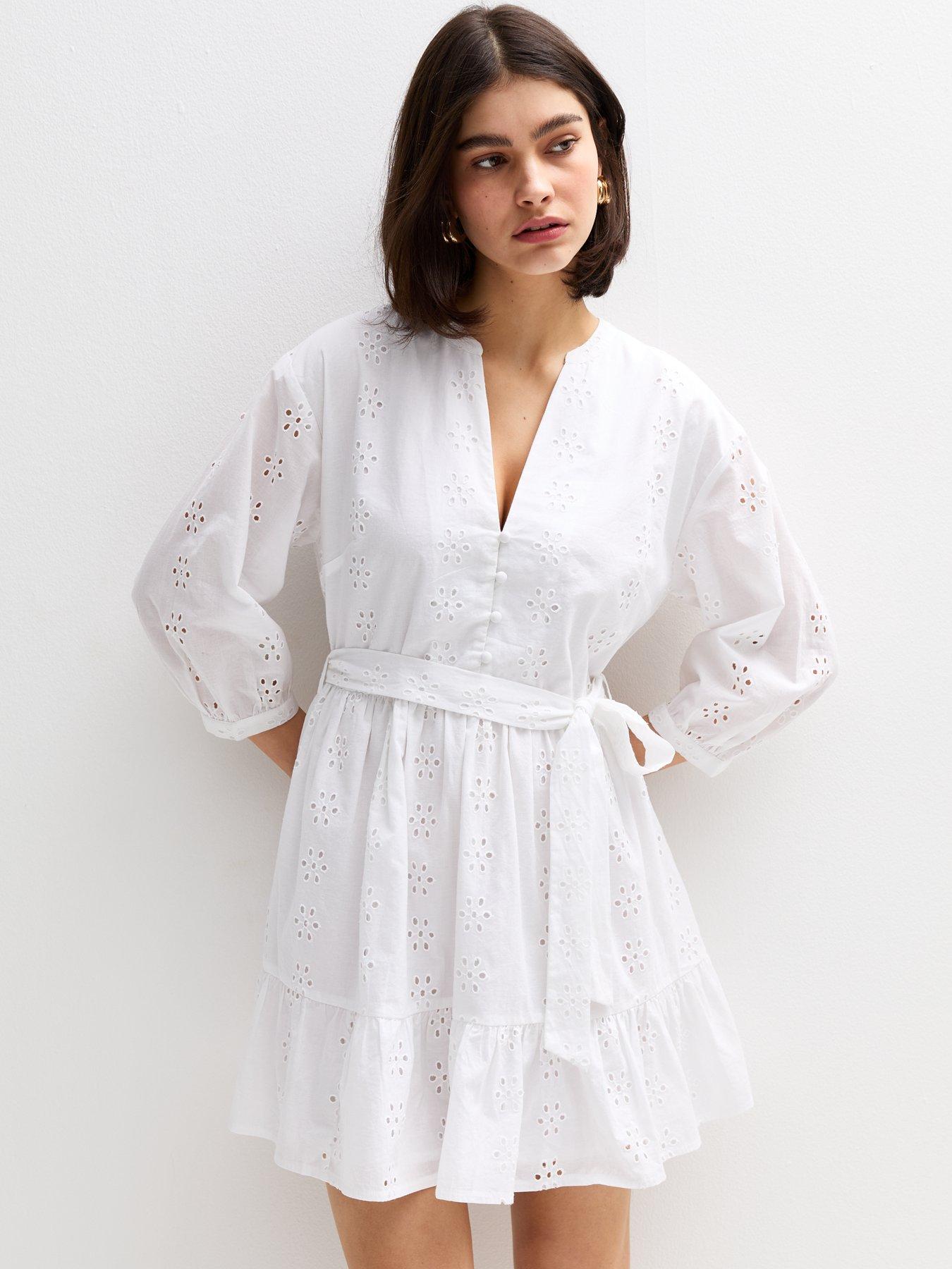 mini broderie anglaise dress Noja Mini Dress in Broderie Anglaise White