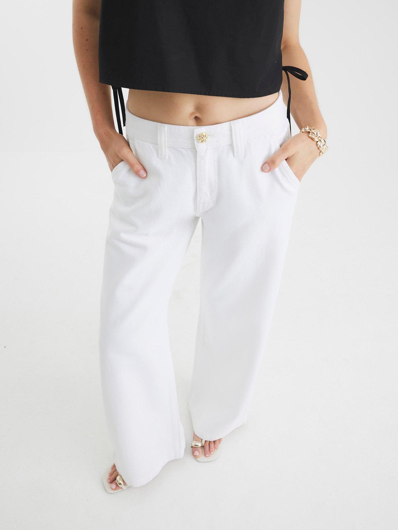 undefined Tailored Baggy Jeans - White