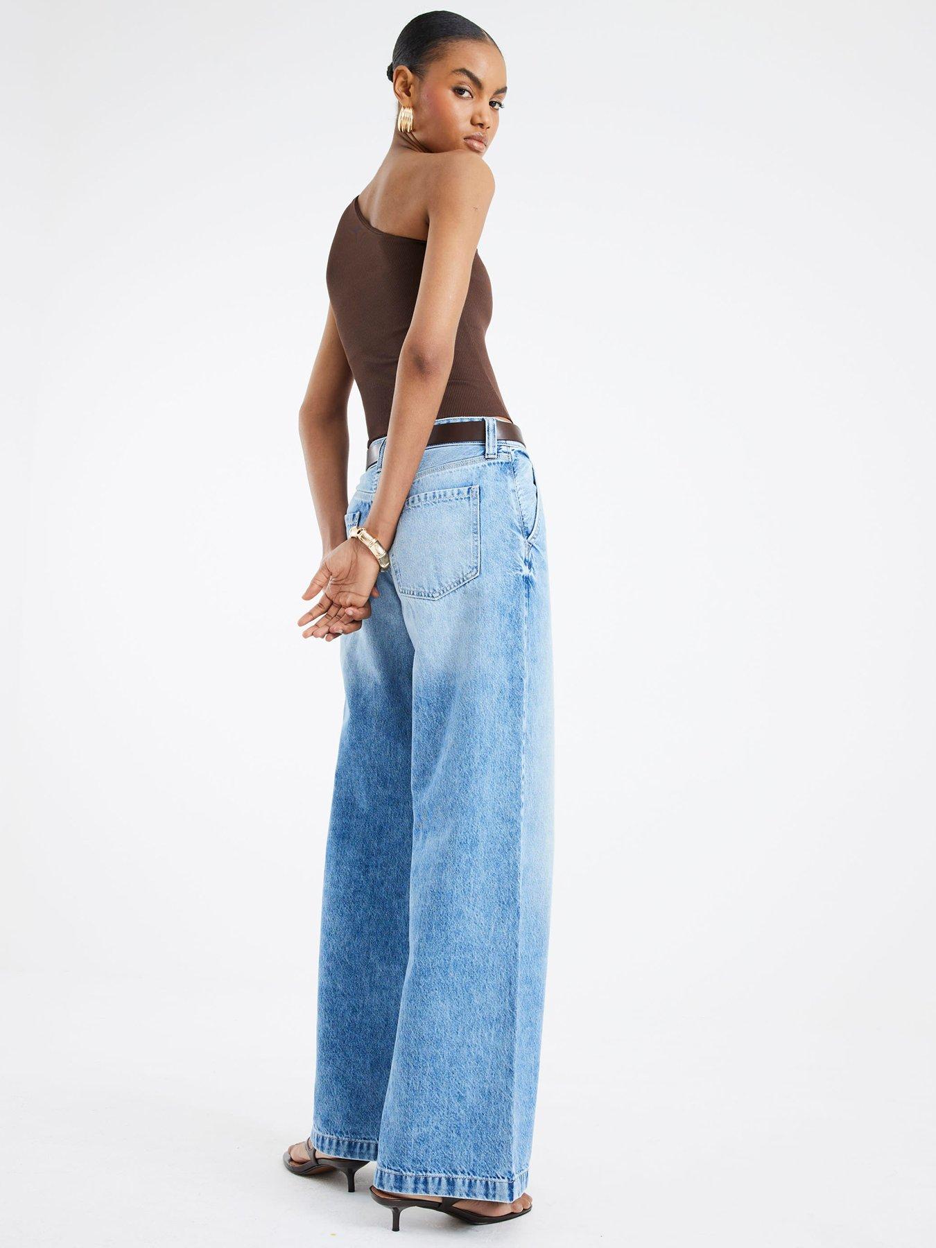  image of river-island-tailored-baggy-jeans-blue