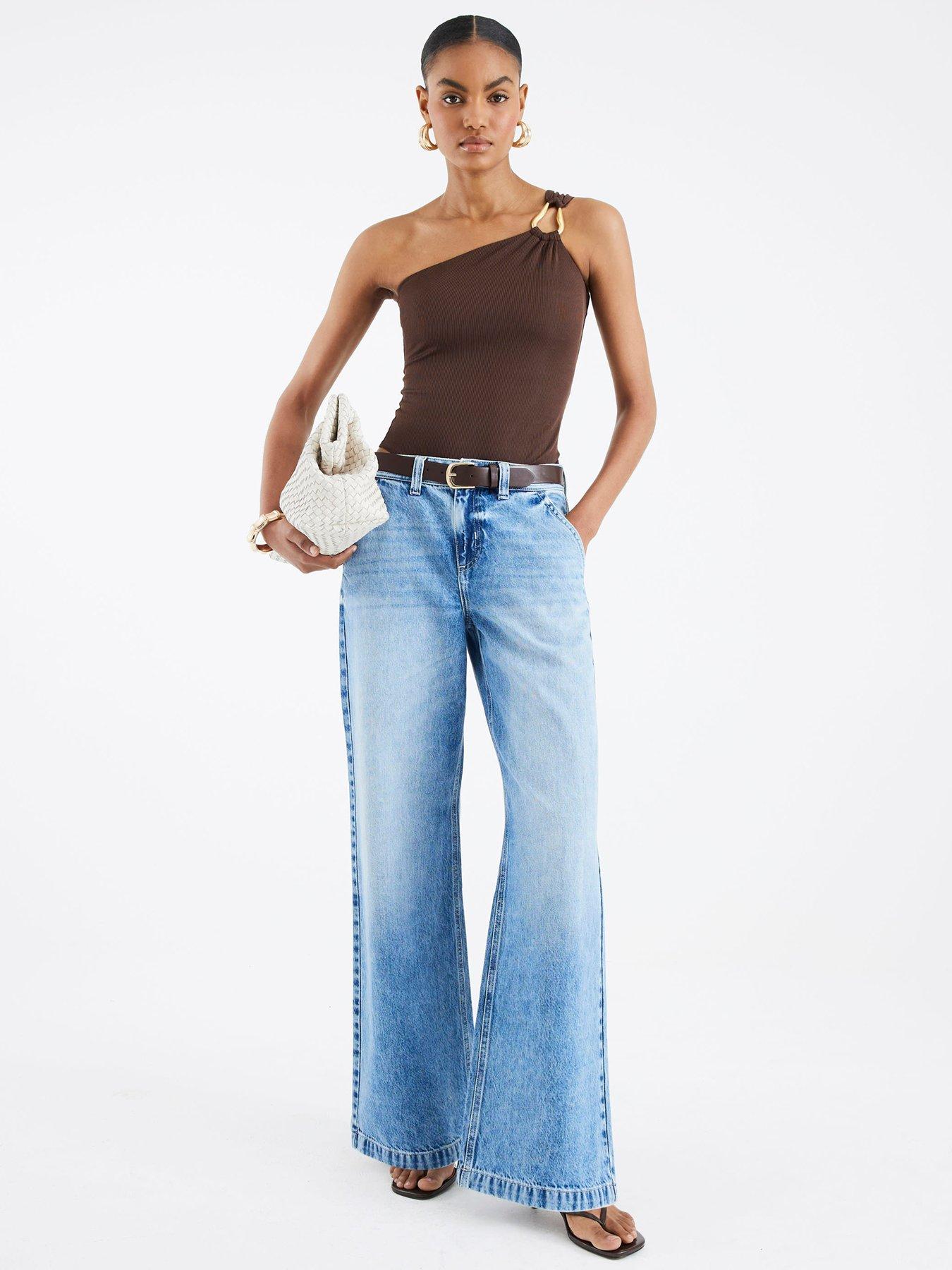  image of river-island-tailored-baggy-jeans-blue