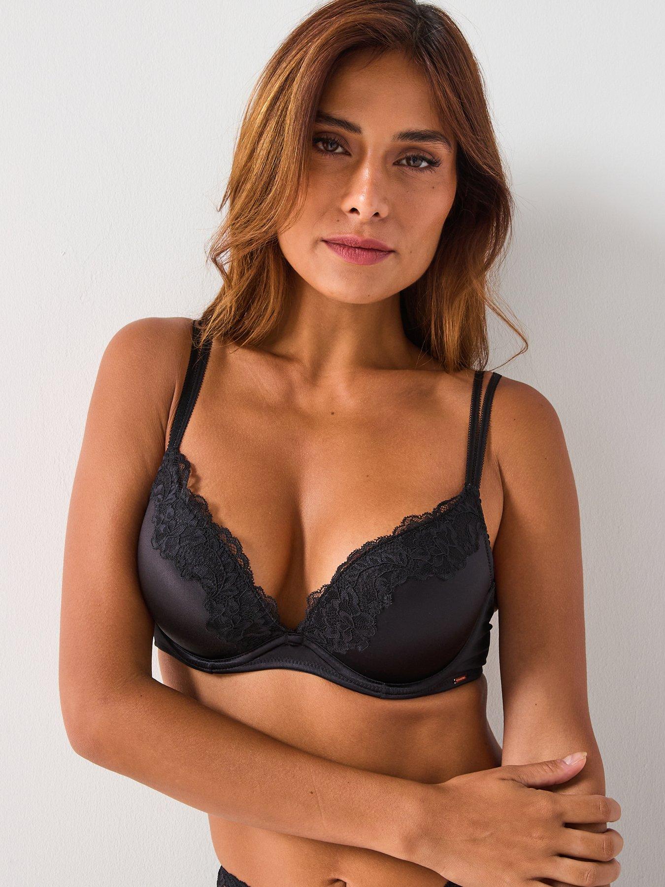 DORINA Dorina Origins Shiny Micro Push Up Plunge Bra - Black