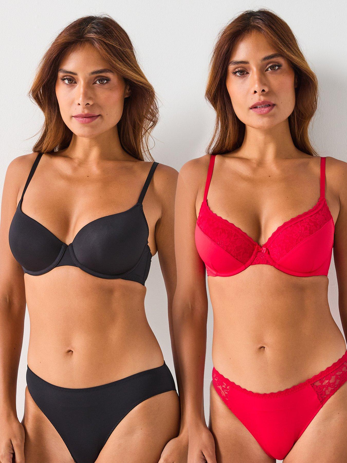DORINA Dorina Sonia 2pk Light Padded Demi Bra - Red/Black