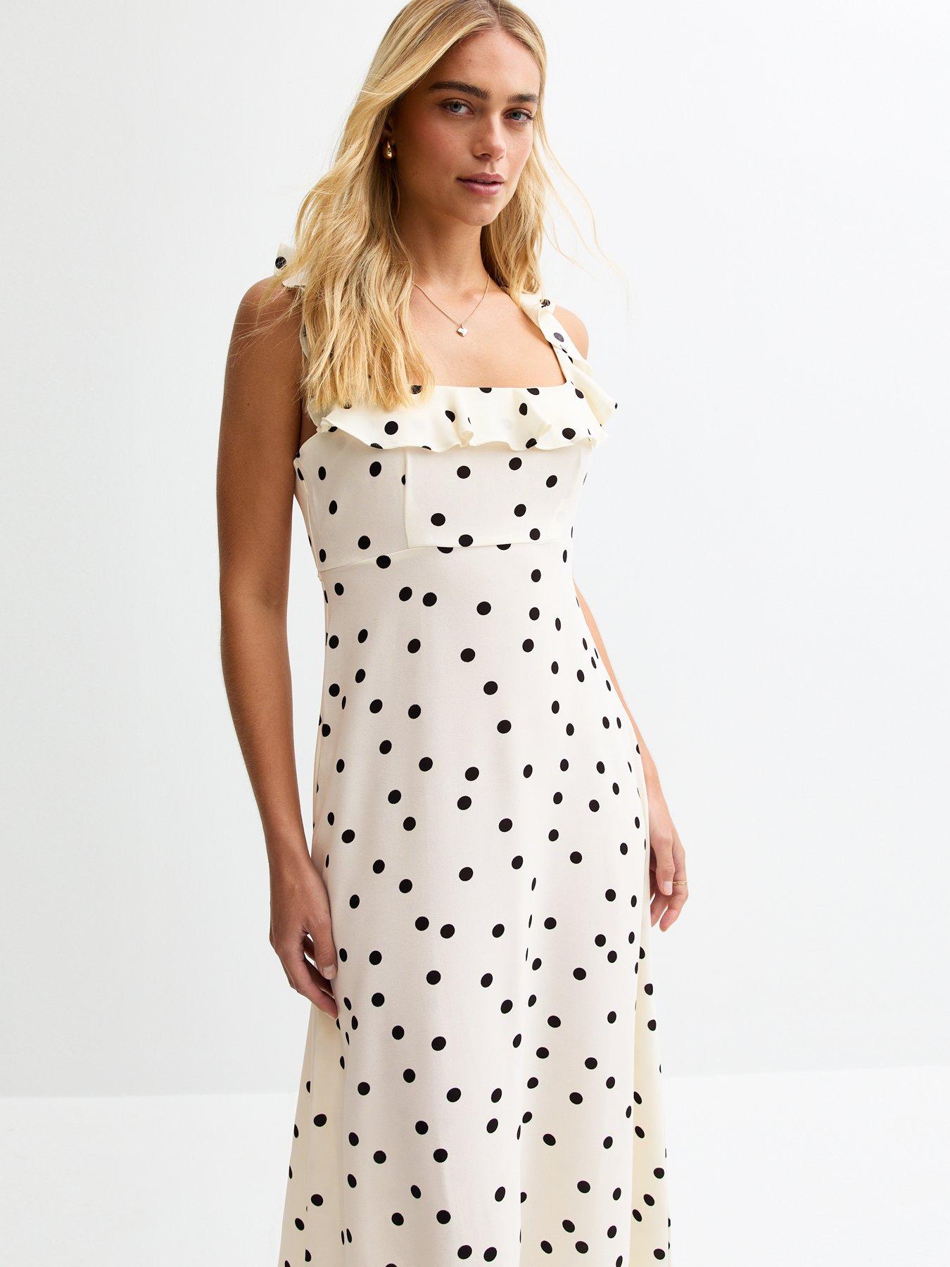self portrait polka dot chiffon midi dress Cream 3D Flower Polka Dot Chiffon Midi Dress  self-portrait