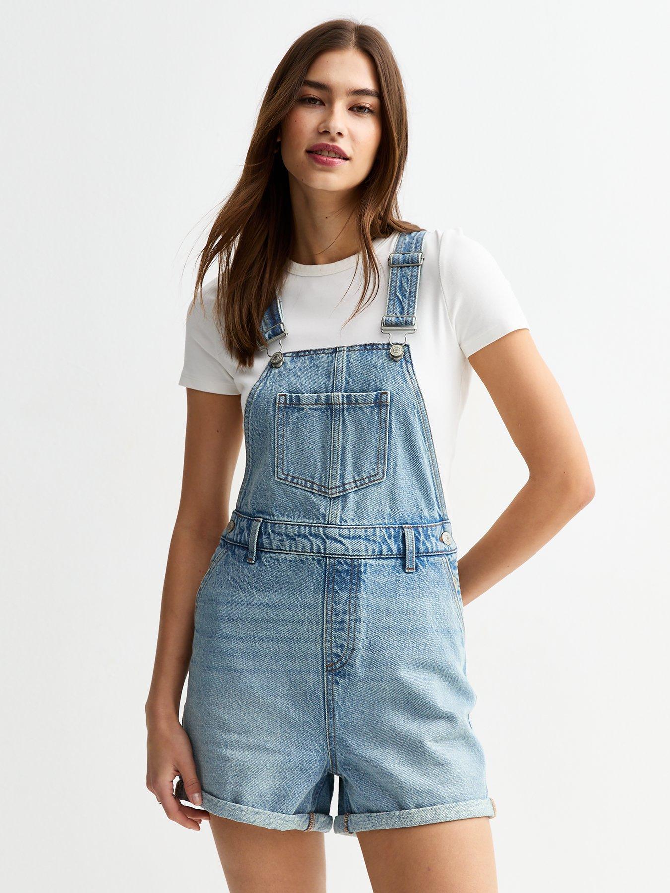 Image of New Look Front Pocket Denim Dungarees - Blue