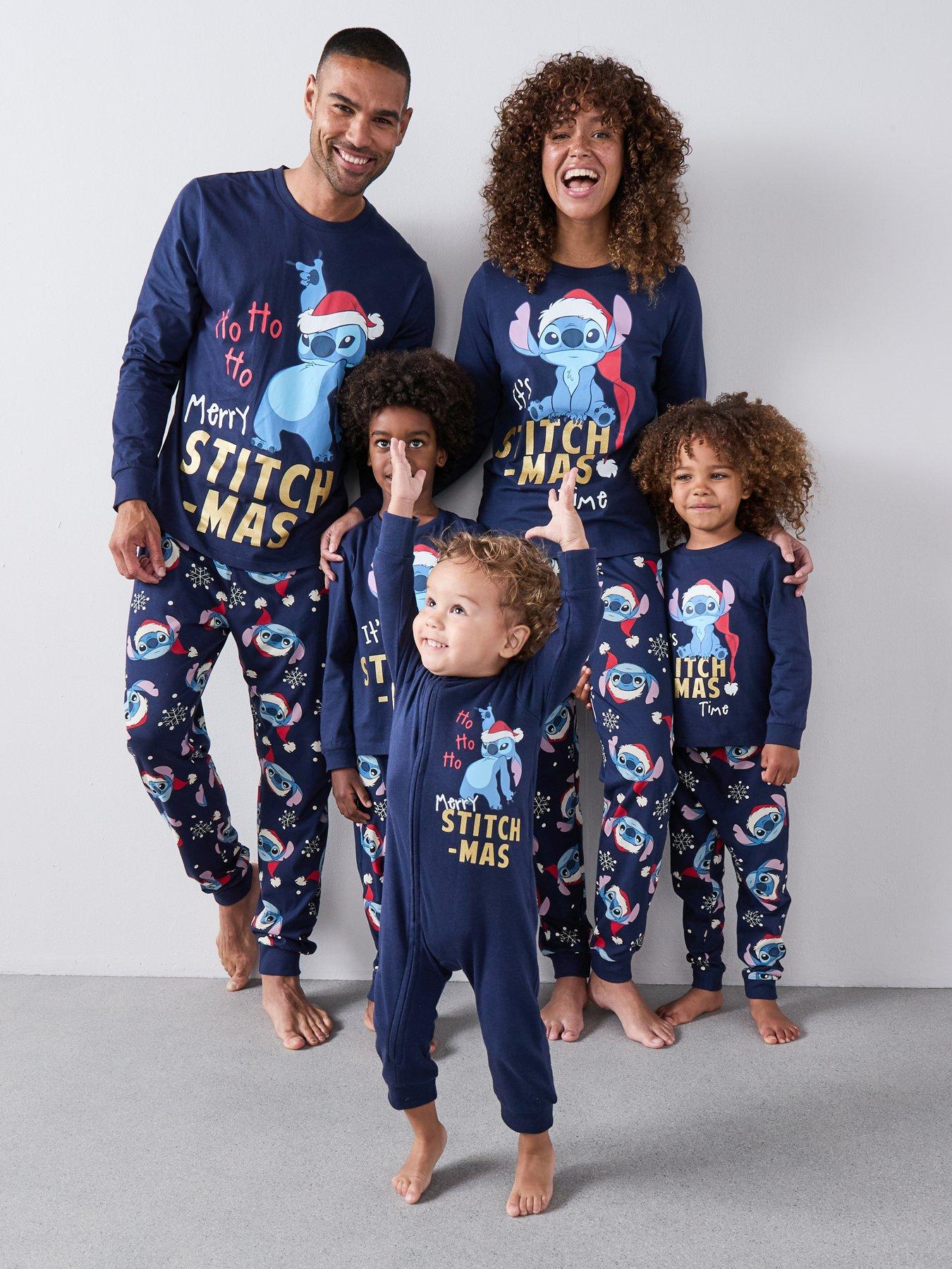 Lilo & Stitch Lilo  &  Stitch Christmas Family Pyjamas Baby Sleepsuit - Blue