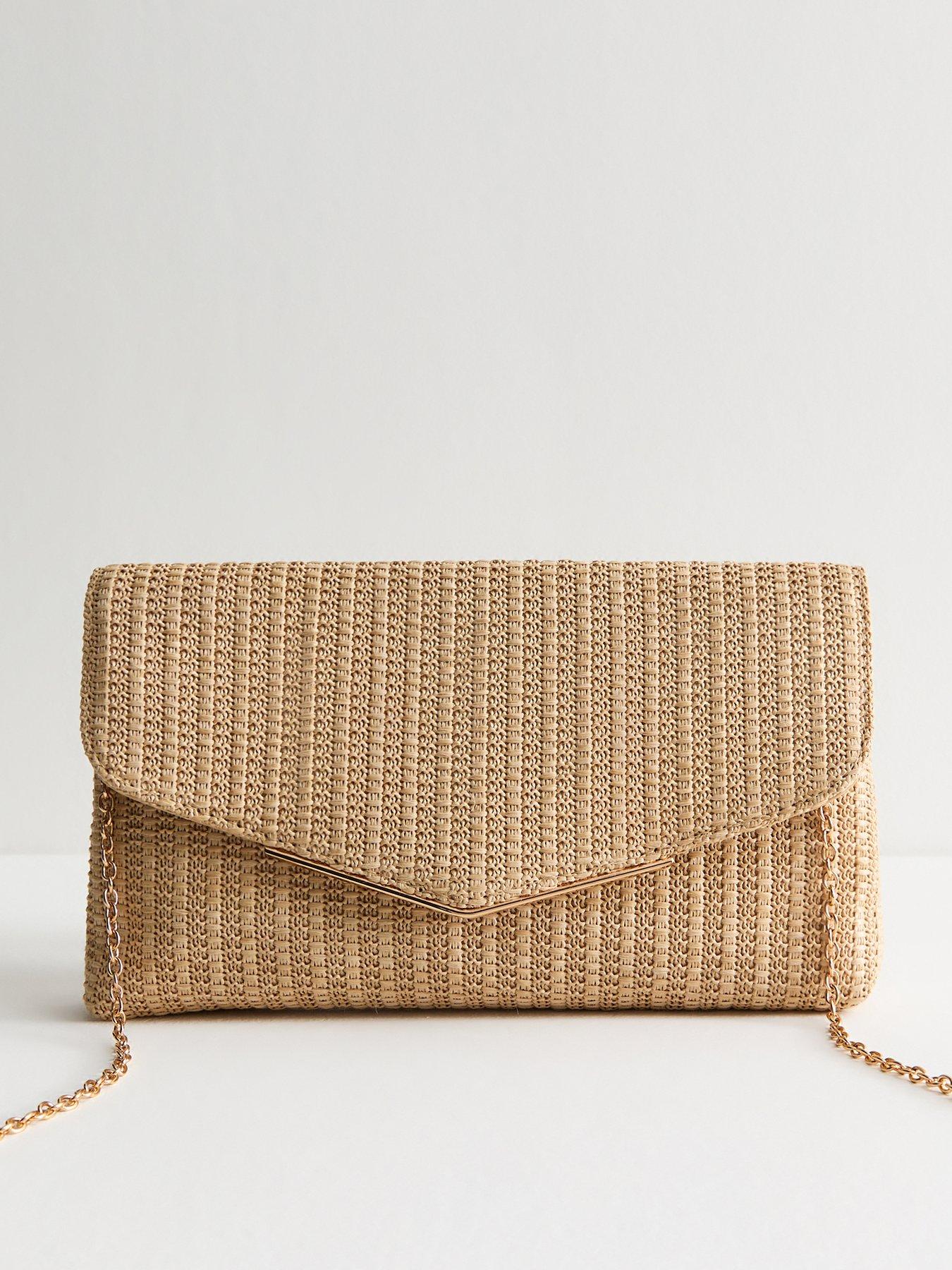 New Look Stone Raffia Look Envelope Clutch Very