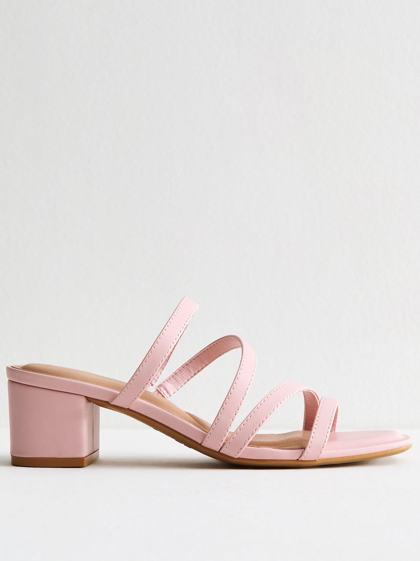 New Look Faux Leather Block Heel Mule Sandals Pink Very