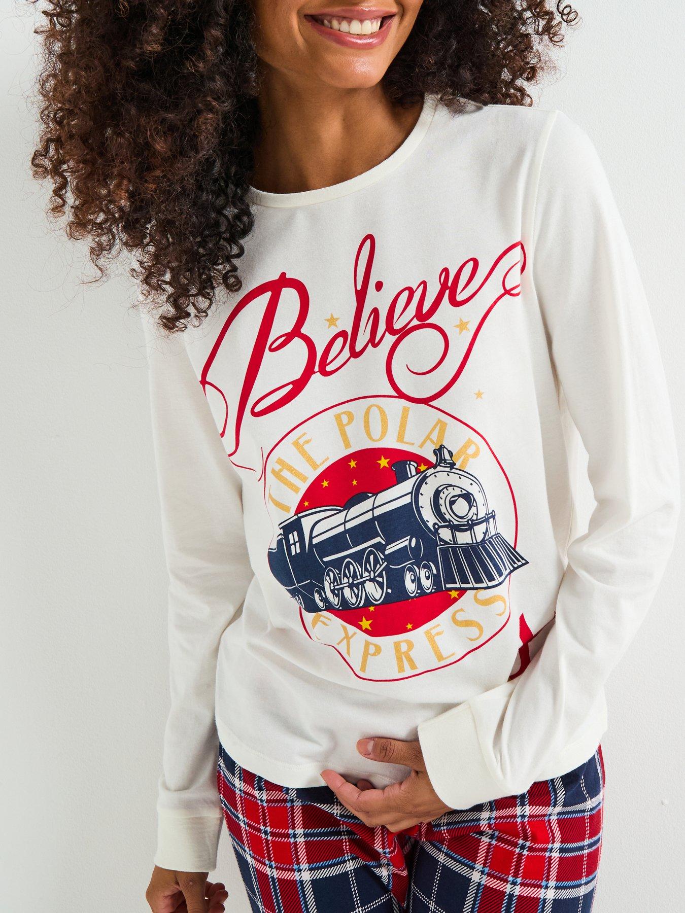 Image 7 of 7 of The Very Collection Ladies Polar Express Family Christmas Pj - Cream