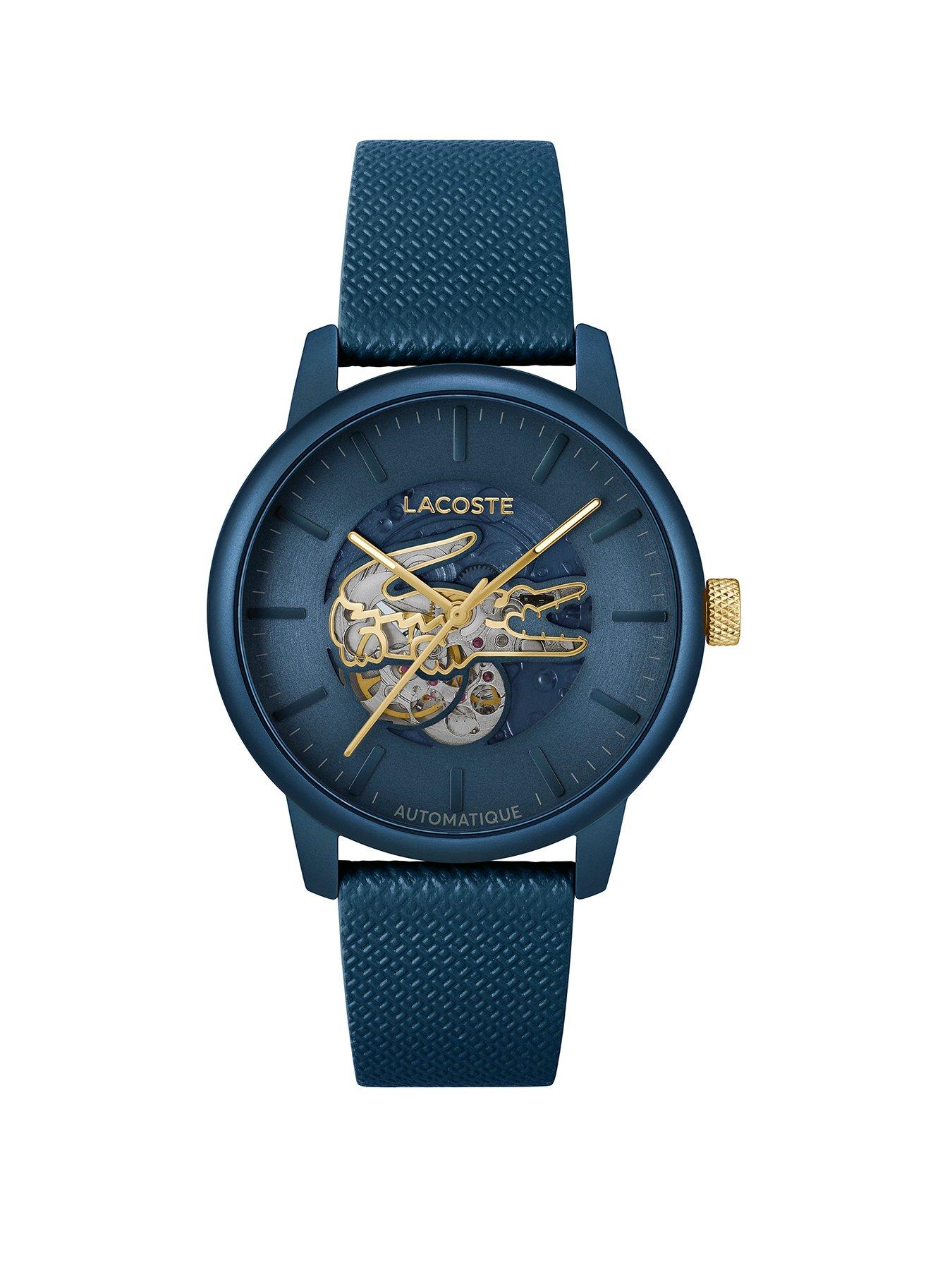 Image 1 of 6 of Lacoste Leather Strap Wrist Watch - Blue