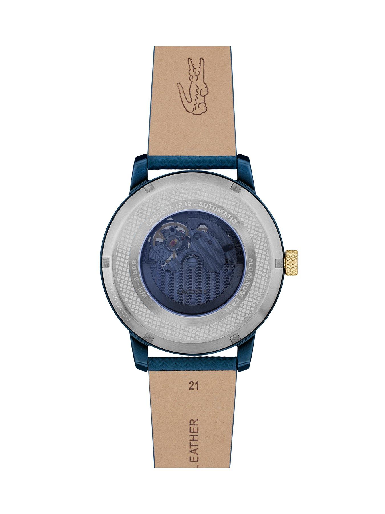 Image 4 of 6 of Lacoste Leather Strap Wrist Watch - Blue