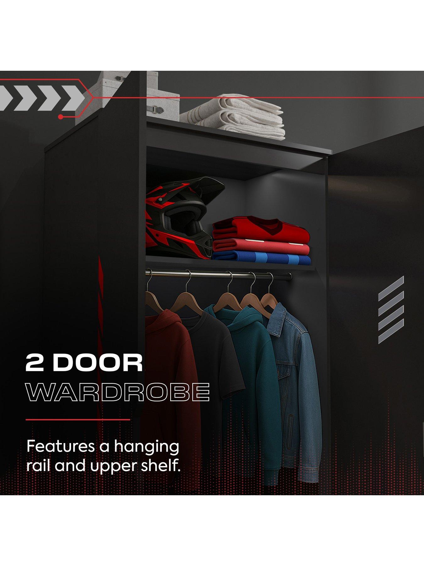 Image 5 of 7 of X Rocker Octane 3 Piece Furniture set &ndash; Bedside Table, Chest, and Wardrobe - Red