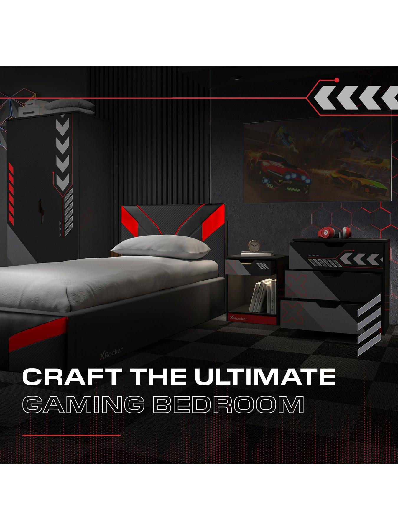 Image 6 of 7 of X Rocker Octane 3 Piece Furniture set &ndash; Bedside Table, Chest, and Wardrobe - Red