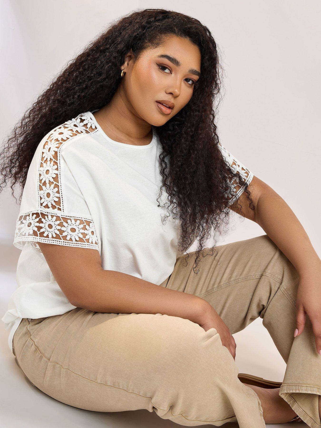 yours-curve-boxy-crochet-insert-t-shirt-white