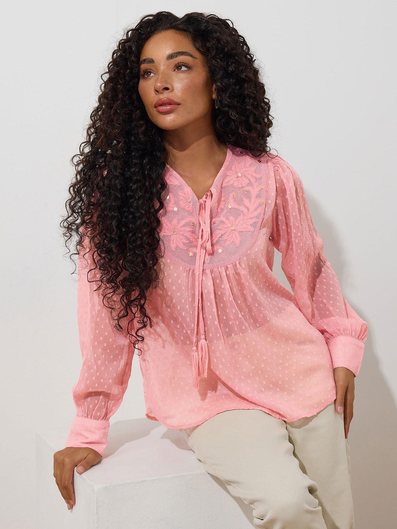 undefined Petite Long Sleeve Boho Blouse
