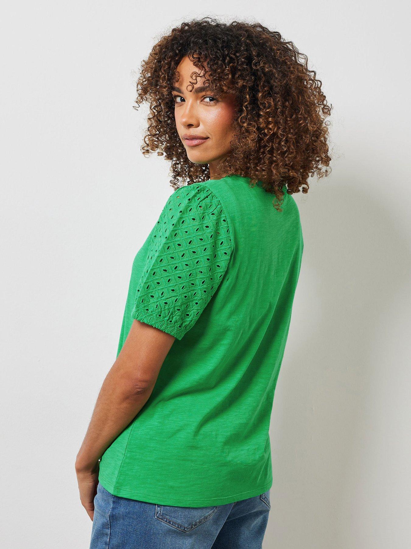 Image 2 of 4 of M&Co Broderie Puff Sleeve T-shirt